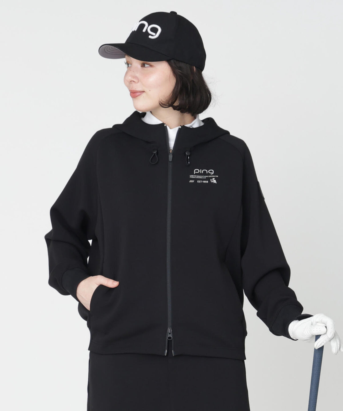 【PING APPAREL】全方向ストレッチダンボールニットフルジップフーディー (LADIES)