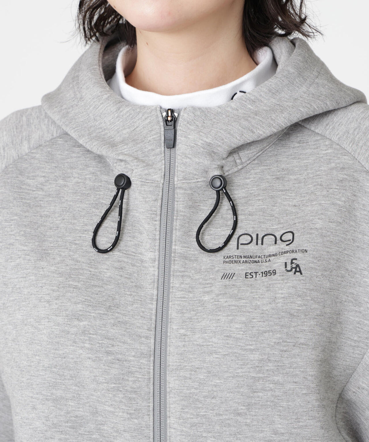 【PING APPAREL】全方向ストレッチダンボールニットフルジップフーディー (LADIES)