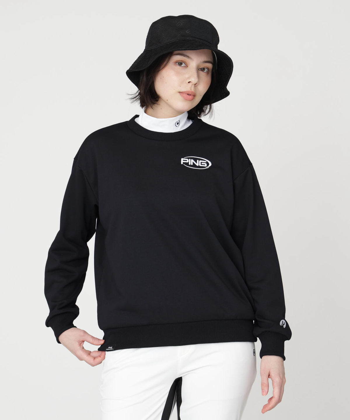 ［PING APPAREL］［吸水速乾・UVケア］10カラーMr.PINGダンシングロゴクルーネックプルオーバー (LADIES)