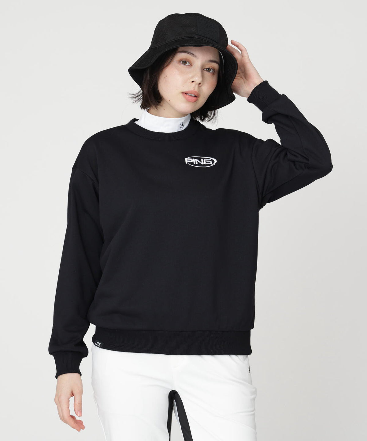 ［PING APPAREL］［吸水速乾・UVケア］10カラーMr.PINGダンシングロゴクルーネックプルオーバー (LADIES)
