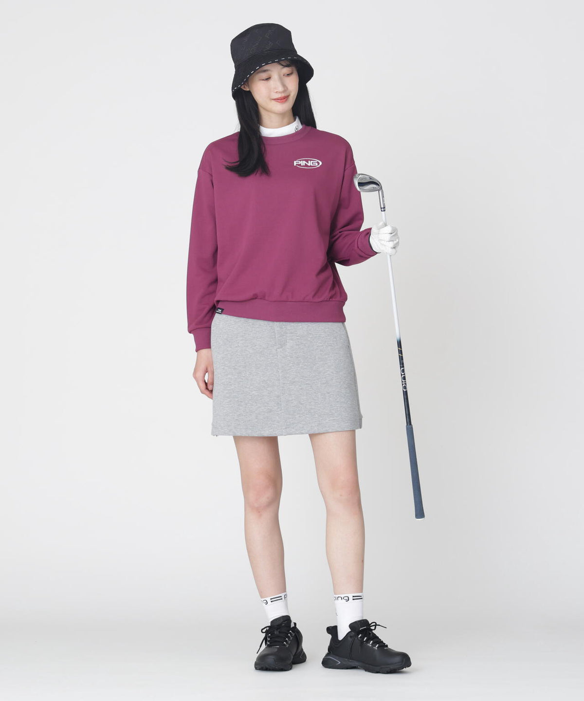 ［PING APPAREL］［吸水速乾・UVケア］10カラーMr.PINGダンシングロゴクルーネックプルオーバー (LADIES)