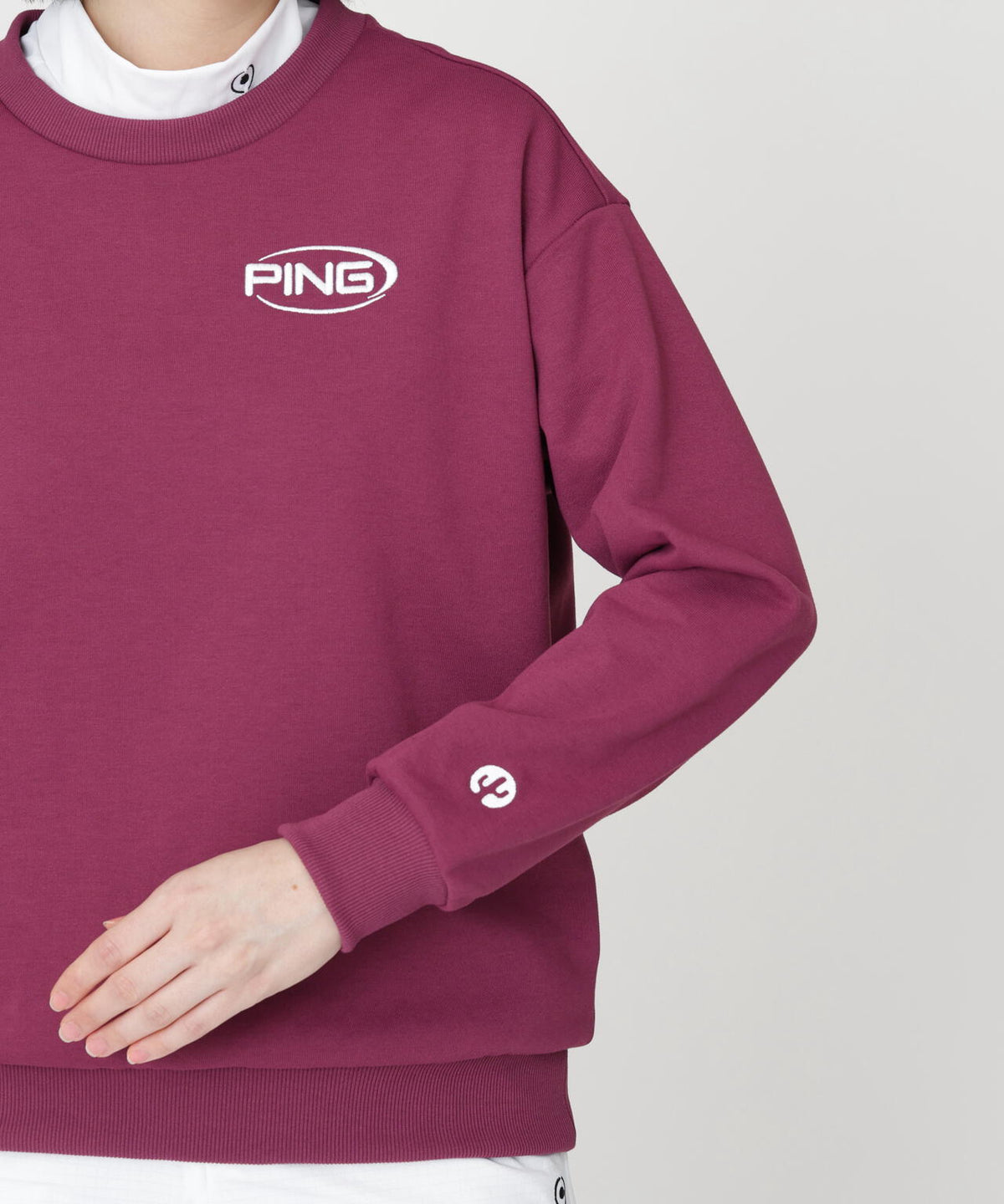 ［PING APPAREL］［吸水速乾・UVケア］10カラーMr.PINGダンシングロゴクルーネックプルオーバー (LADIES)