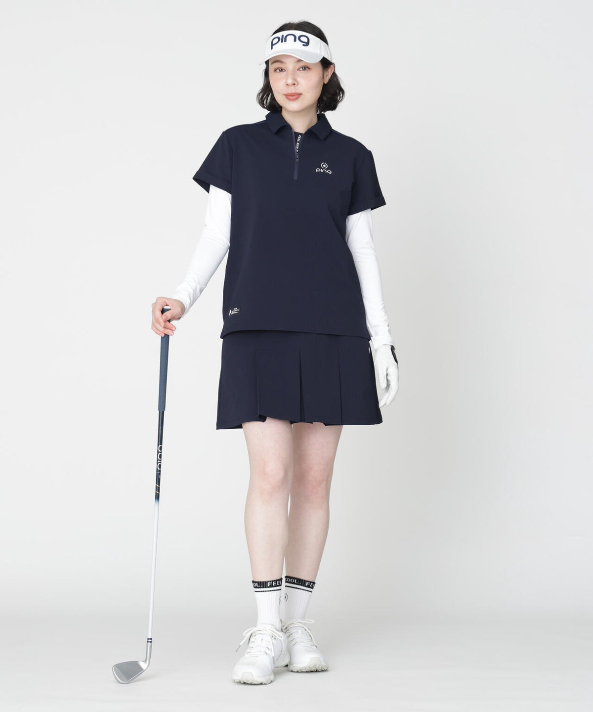 ［PING APPAREL］［UVカット・接触冷感］ベア天竺長袖Uネックインナー (LADIES)