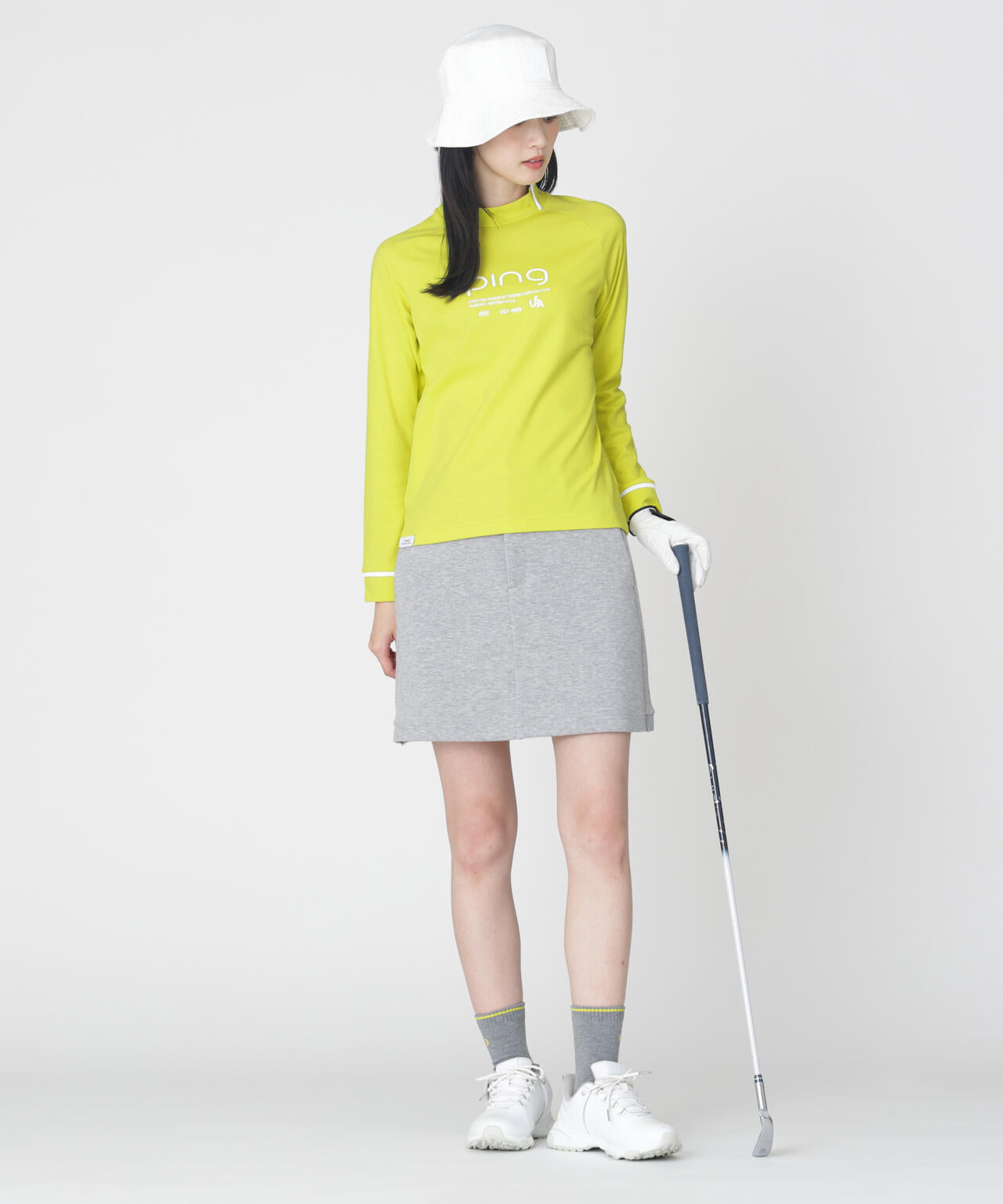 【PING APPAREL】格子リバーススクラムテック長袖ハイネックシャツ (LADIES)