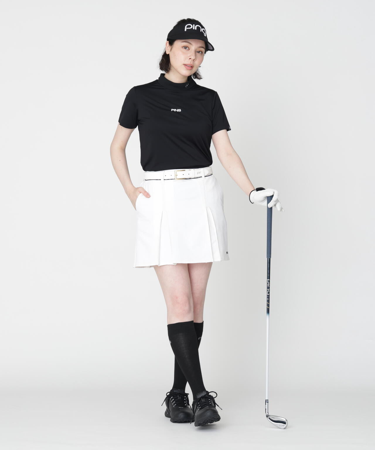 ［PING APPAREL］［接触冷感］ナイロンサッカー半袖ハイネックシャツ (LADIES)