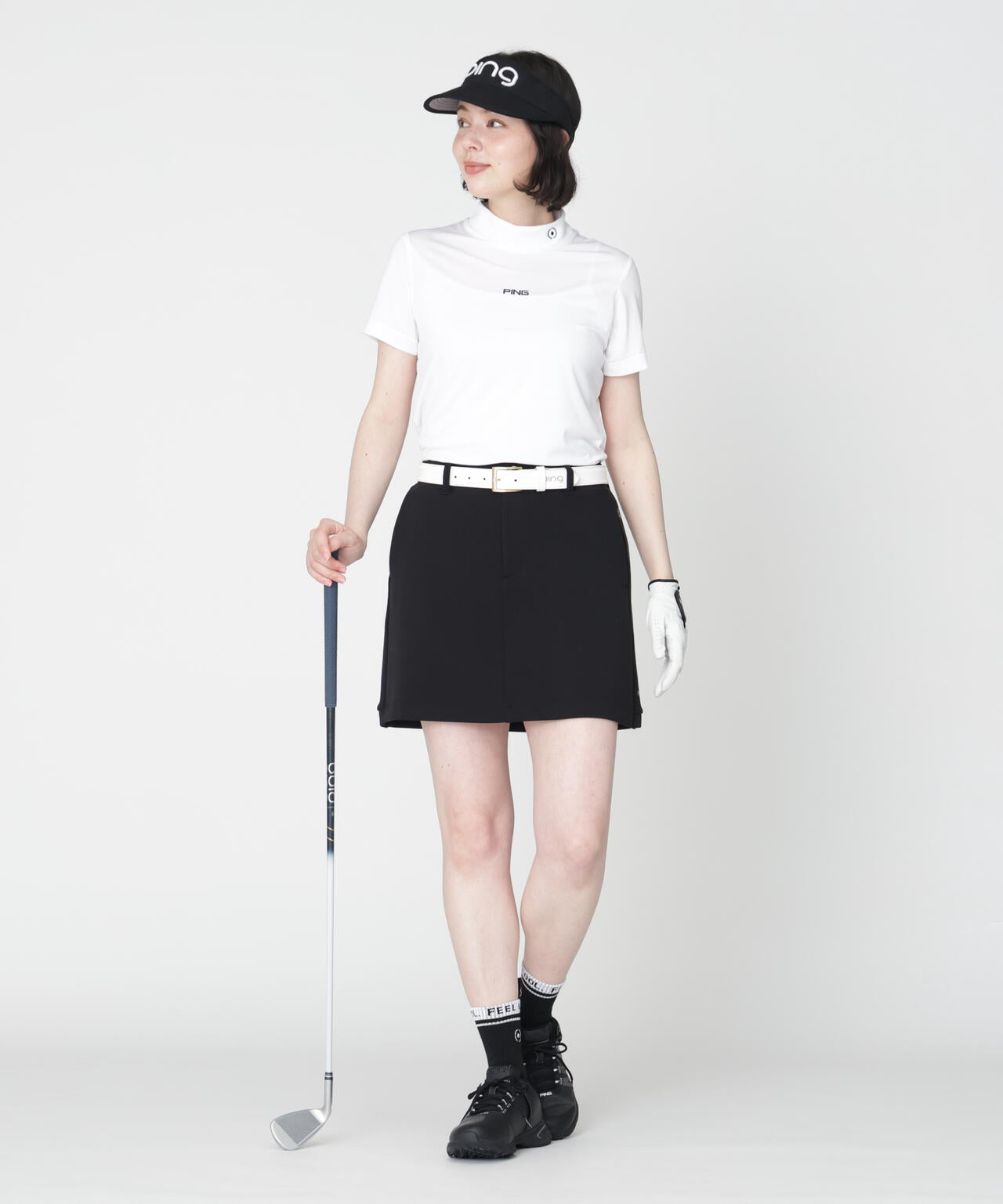 ［PING APPAREL］［接触冷感］ナイロンサッカー半袖ハイネックシャツ (LADIES)
