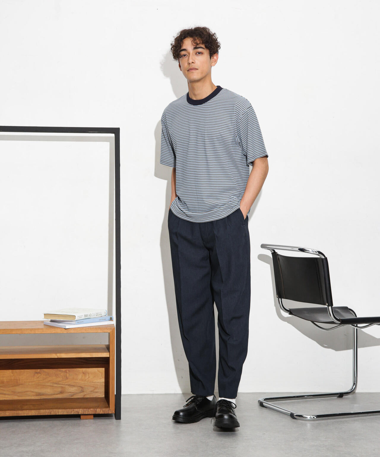 Anti Soaked 汗染み防止ボーダークルーネックT半袖