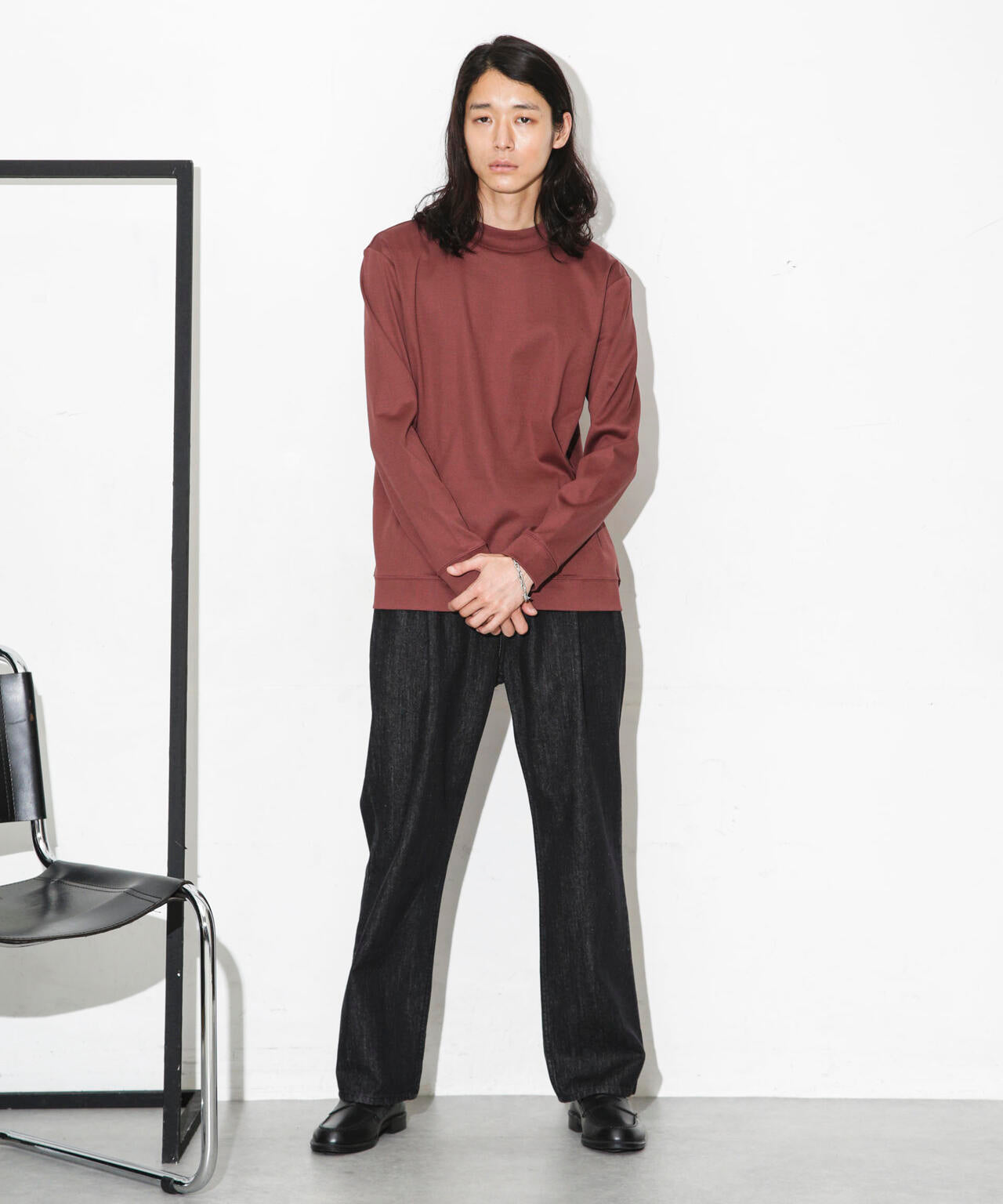 「FORMAL JERSEY」モックネックカットソー長袖