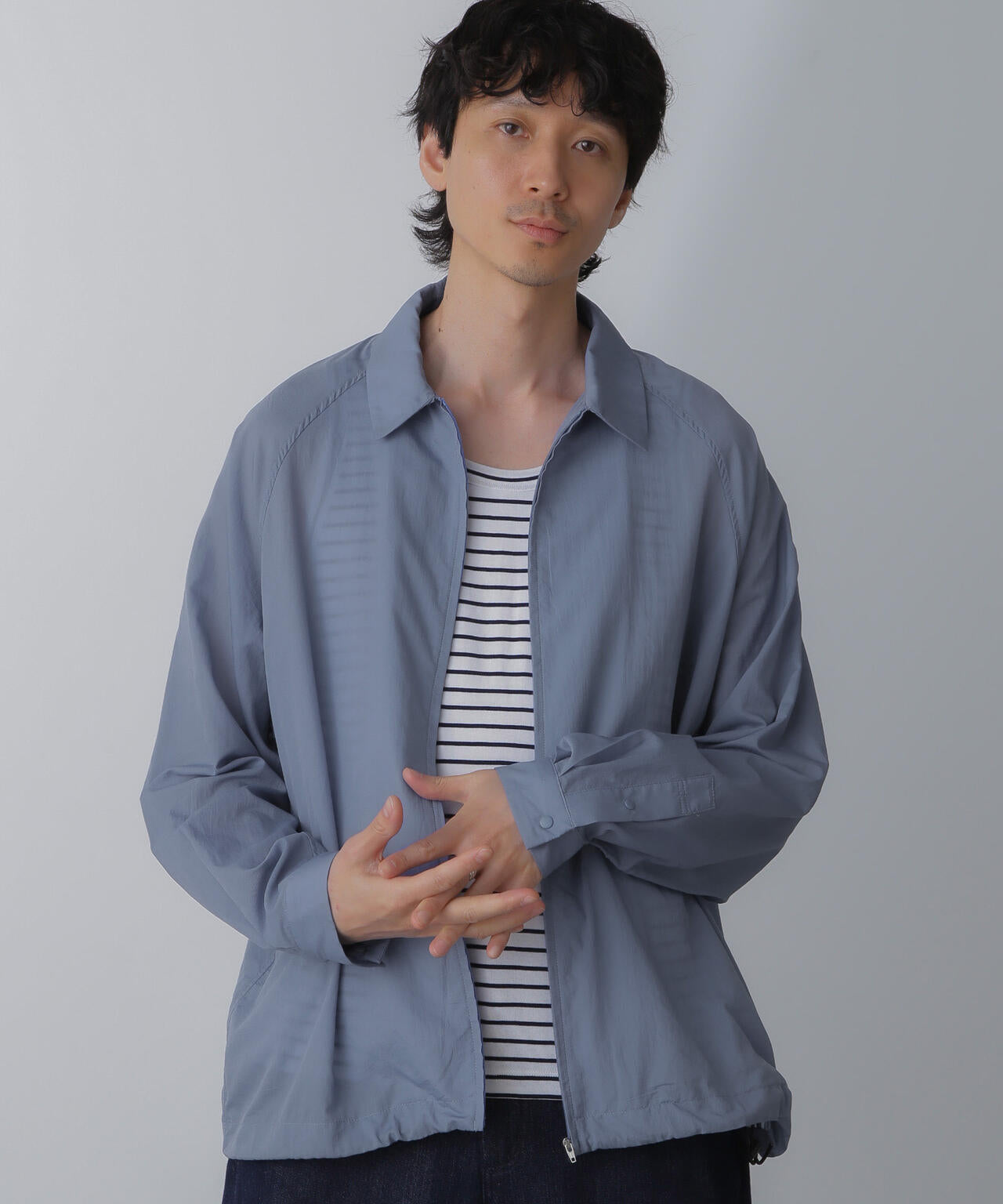 ナイロンジップアップシャツブルゾン