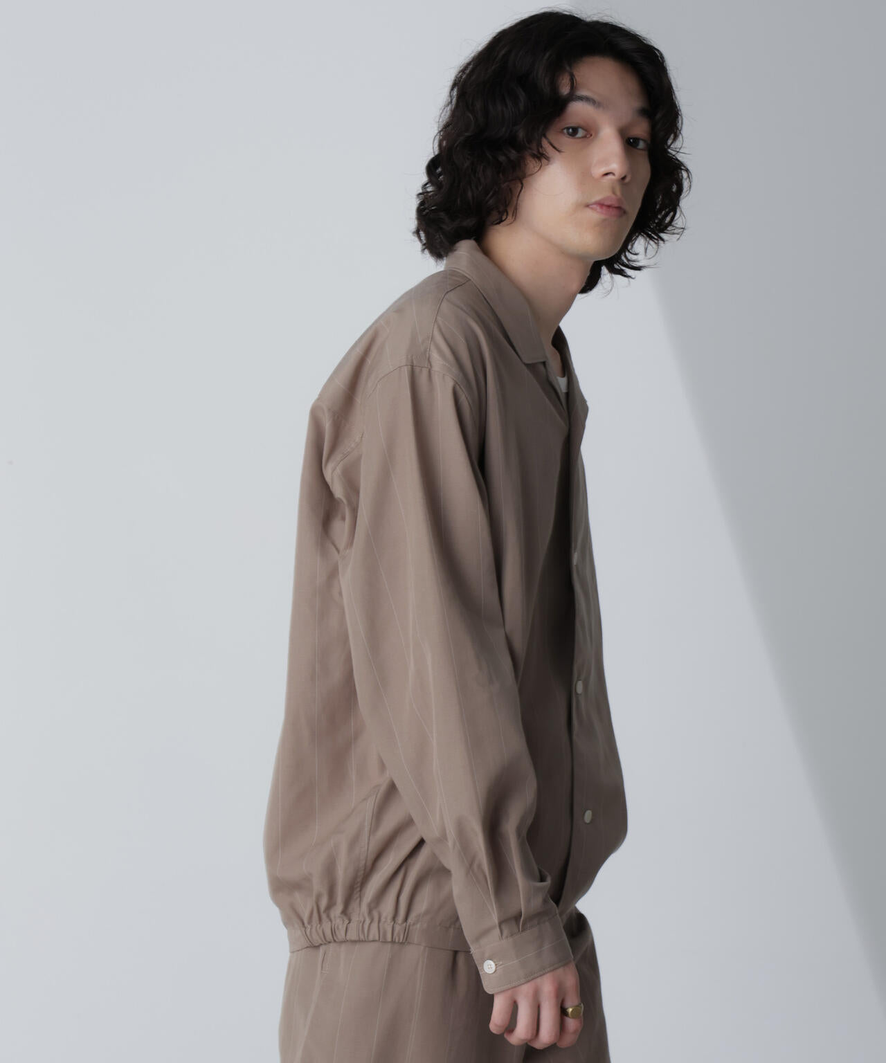 リネンブレンドピンストライプブルゾン(セットアップ可)
