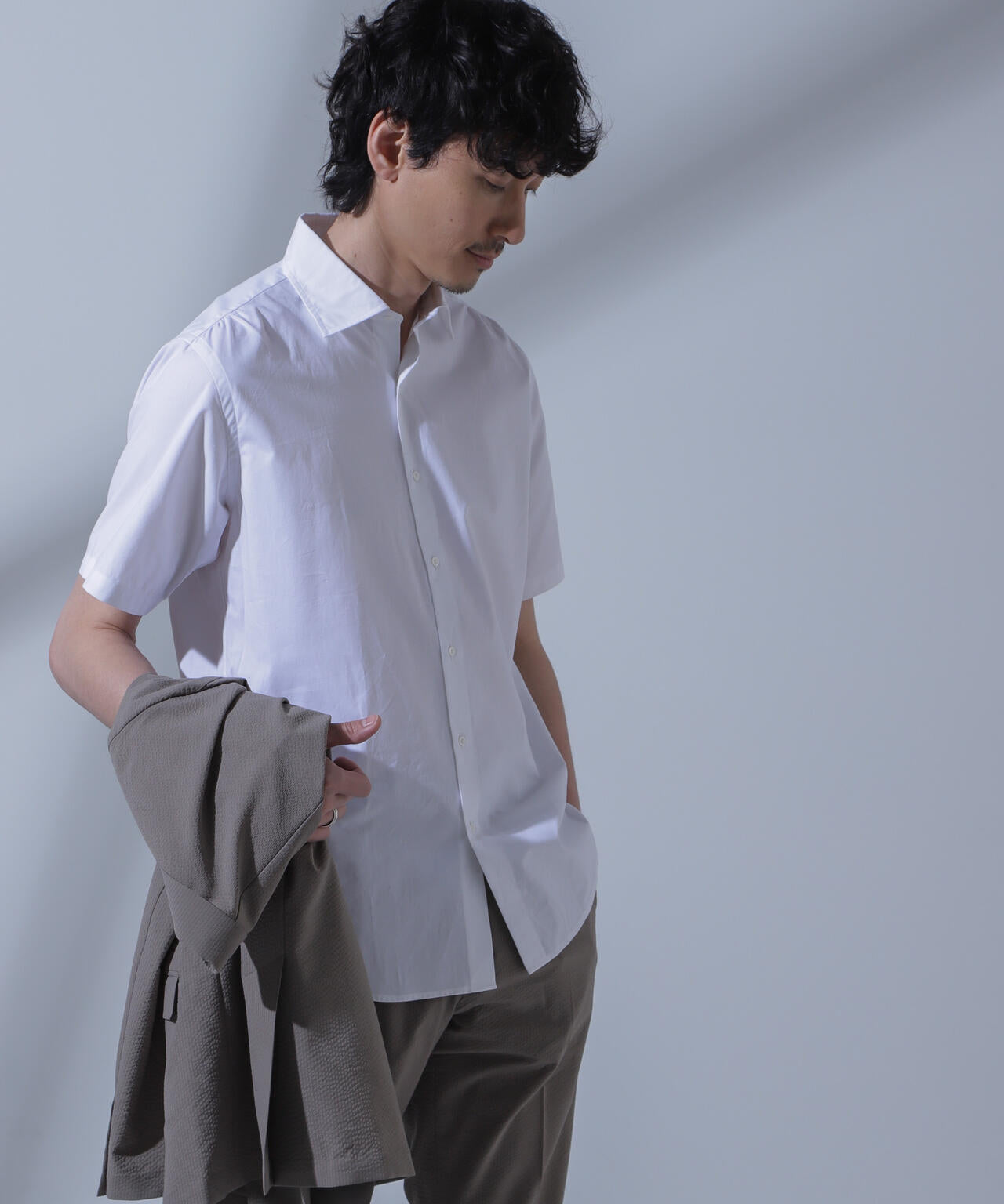 「N SHIRTS」AntiSoaked(R)汗染み防止セミワイドカラーシャツ半袖