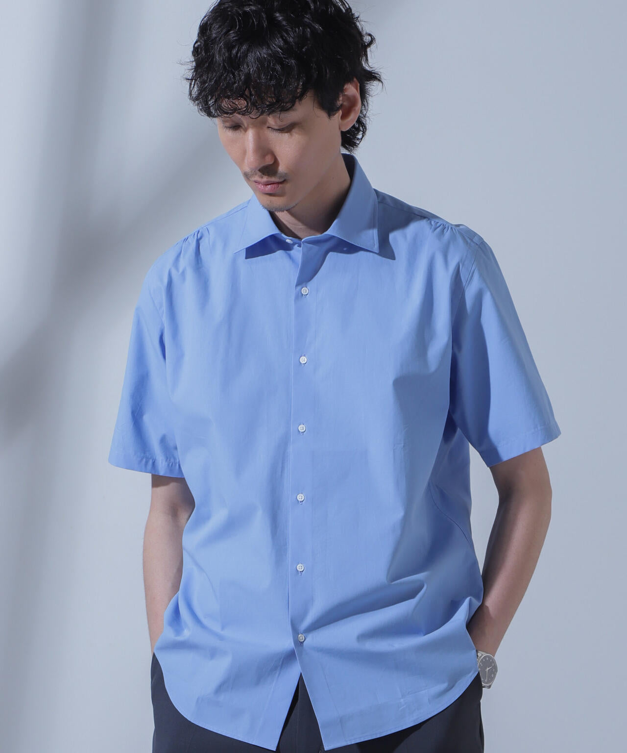 「N SHIRTS」AntiSoaked(R)汗染み防止セミワイドカラーシャツ半袖