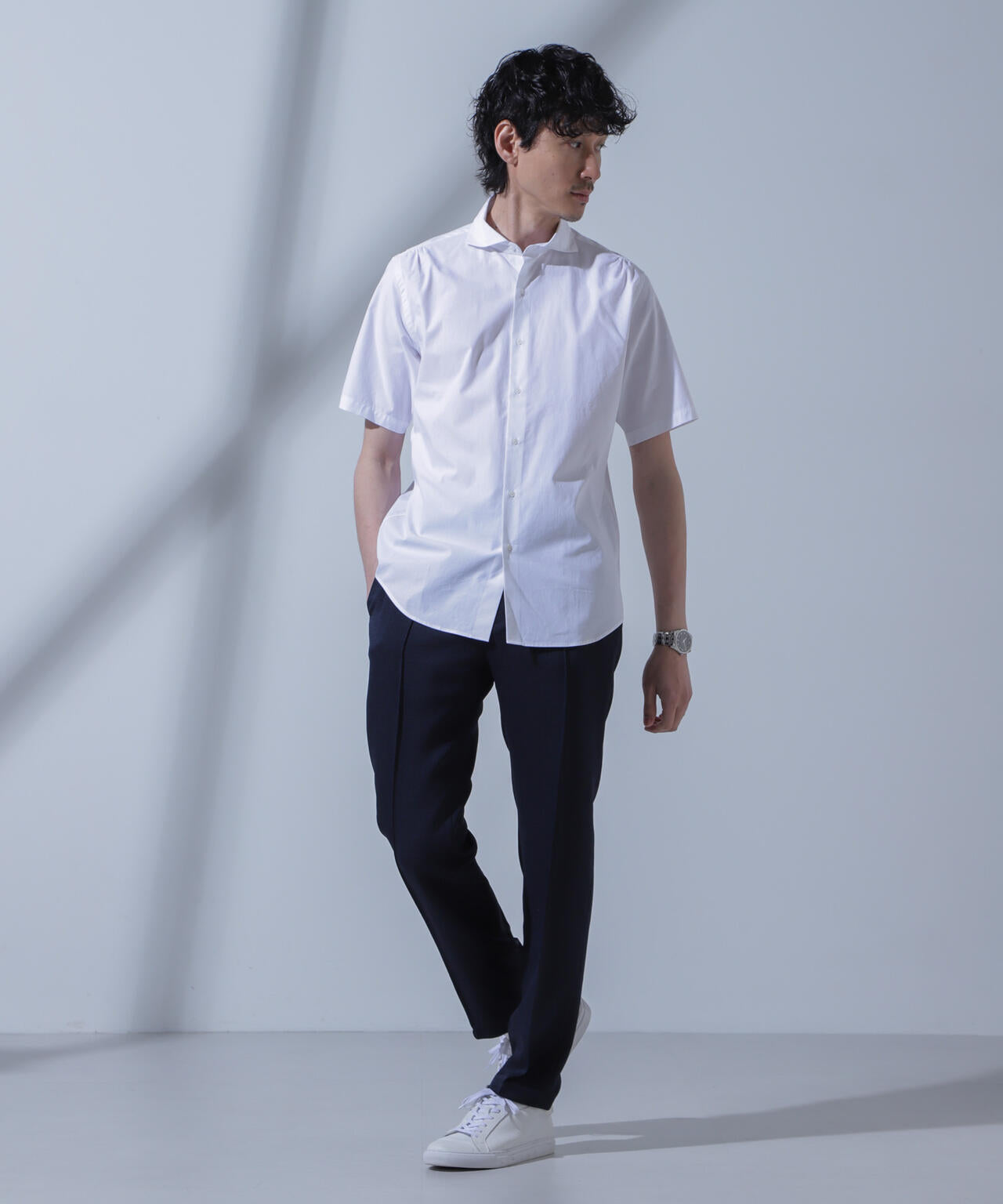 「N SHIRTS」AntiSoaked(R)汗染み防止ホリゾンタルカラーシャツ半袖