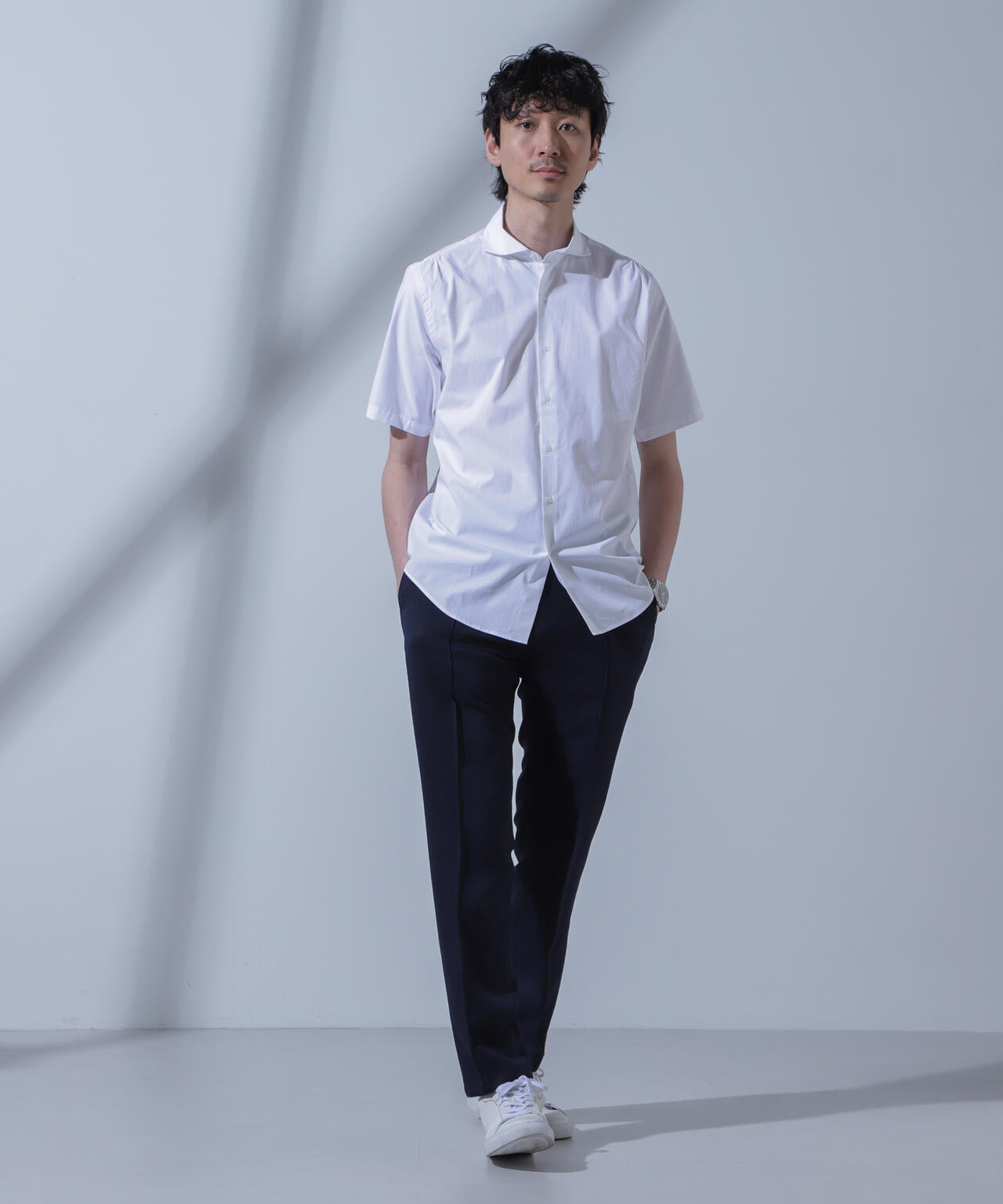 「N SHIRTS」AntiSoaked(R)汗染み防止ホリゾンタルカラーシャツ半袖