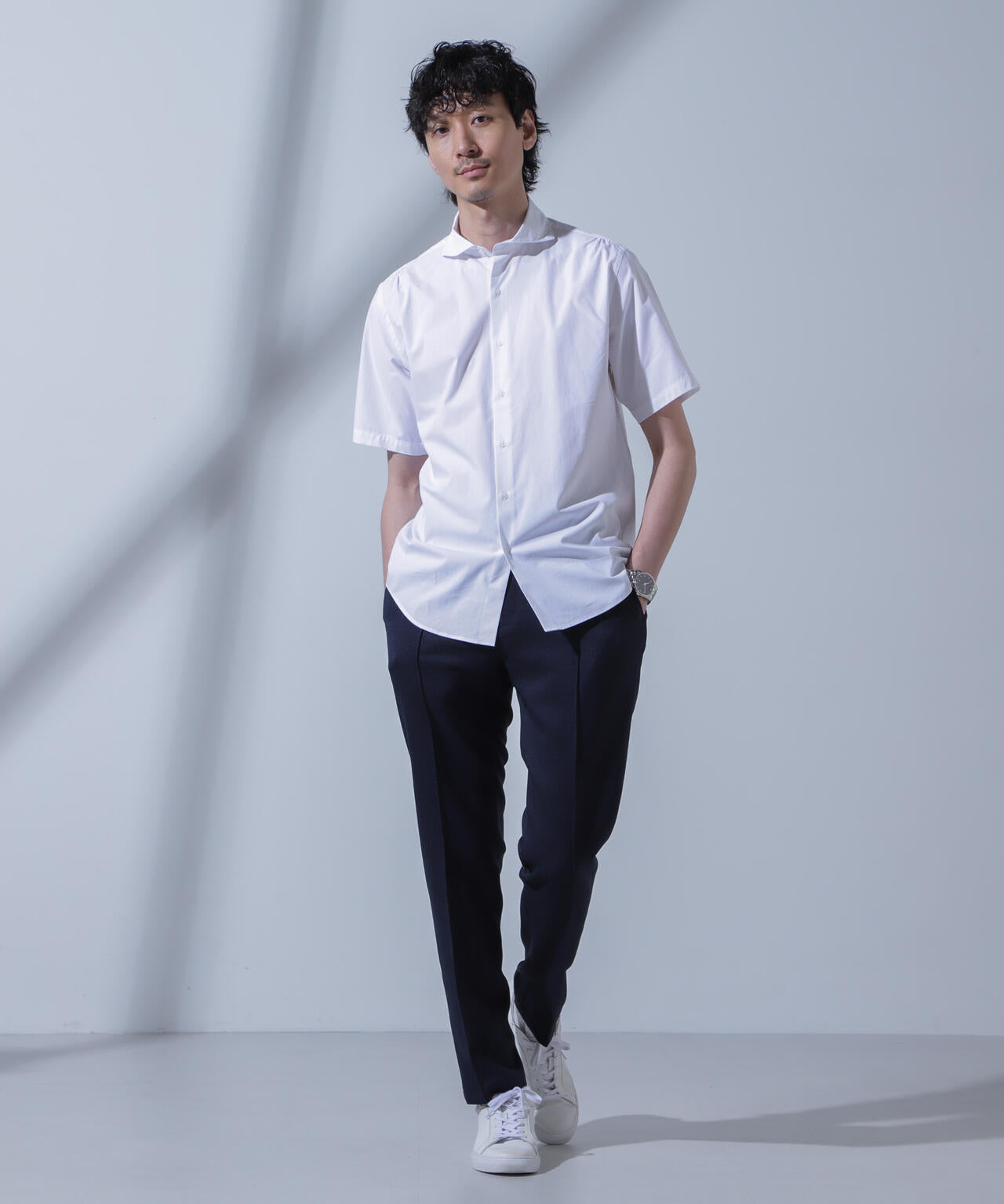 「N SHIRTS」AntiSoaked(R)汗染み防止ホリゾンタルカラーシャツ半袖