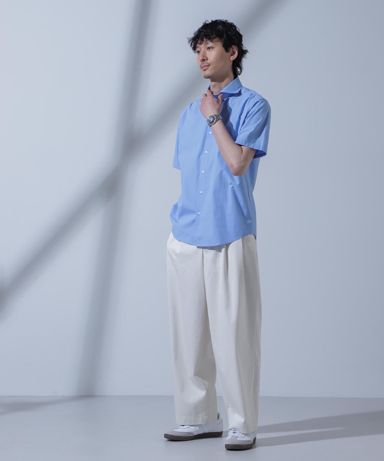 「N SHIRTS」AntiSoaked(R)汗染み防止ホリゾンタルカラーシャツ半袖