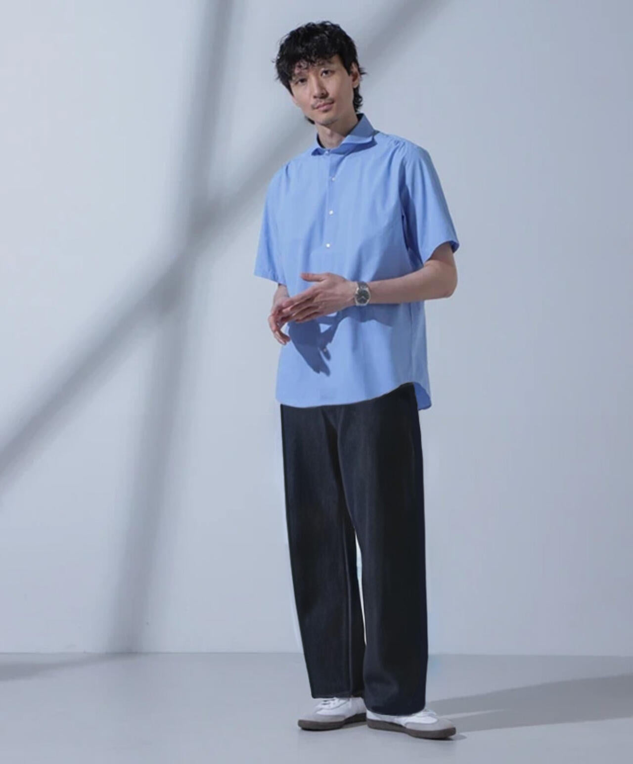 「N SHIRTS」AntiSoaked(R)汗染み防止ホリゾンタルカラーシャツ半袖