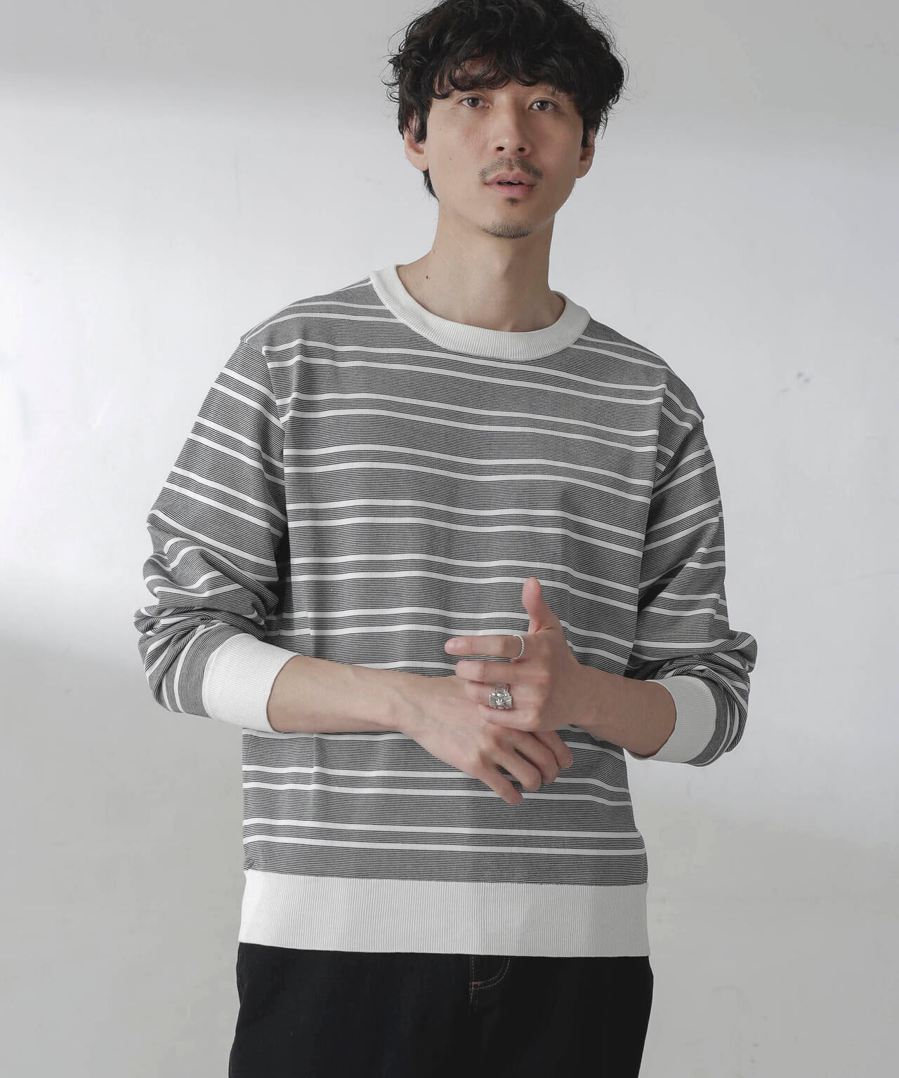 C/SORONA プレーティングボーダーニットＴシャツ