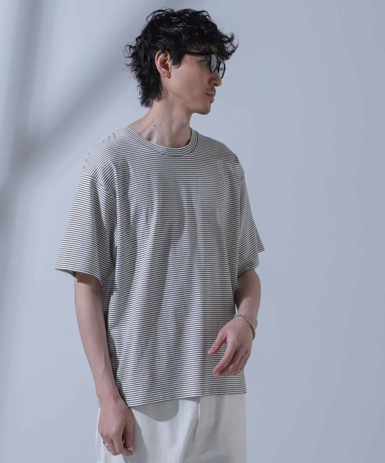 Anti Soaked(R)  汗染み防止 ピンボーダークルーネックTシャツ