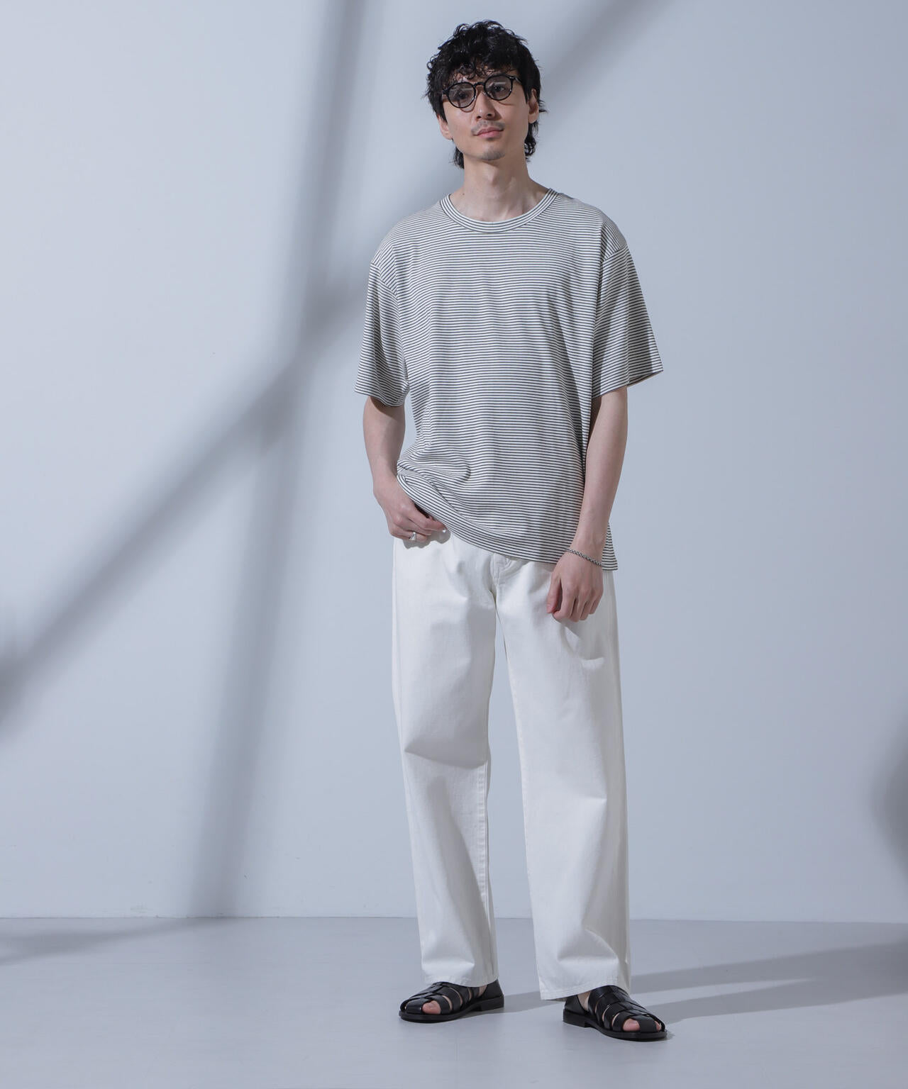 Anti Soaked(R)  汗染み防止 ピンボーダークルーネックTシャツ