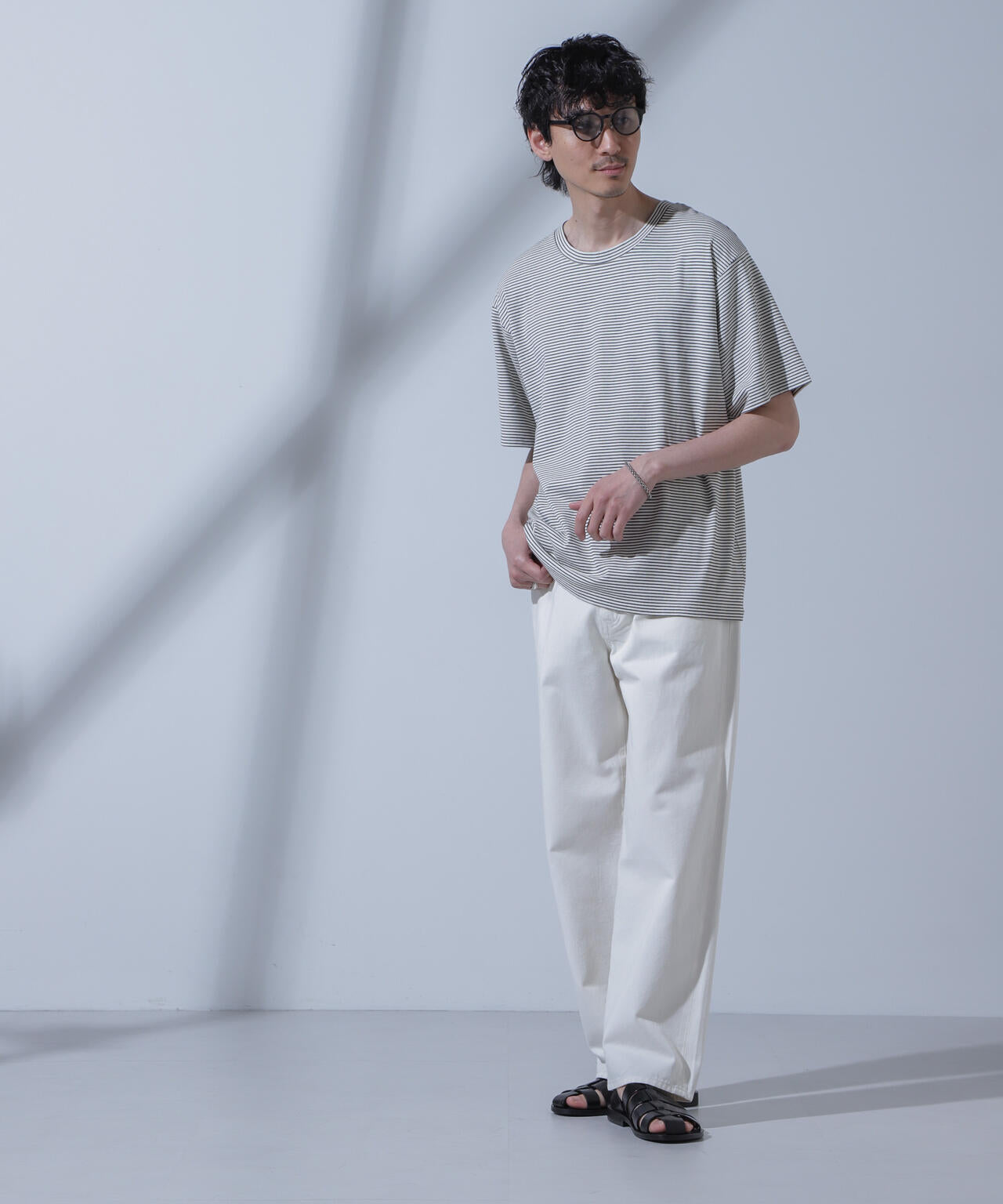 Anti Soaked(R)  汗染み防止 ピンボーダークルーネックTシャツ