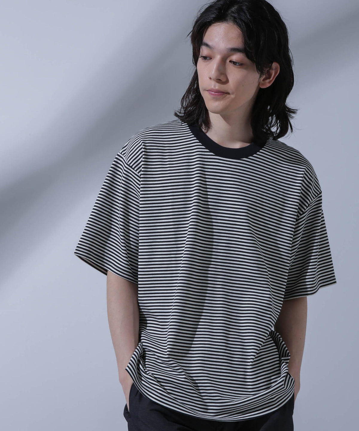 Anti Soaked(R)  汗染み防止 ボーダークルーネックTシャツ