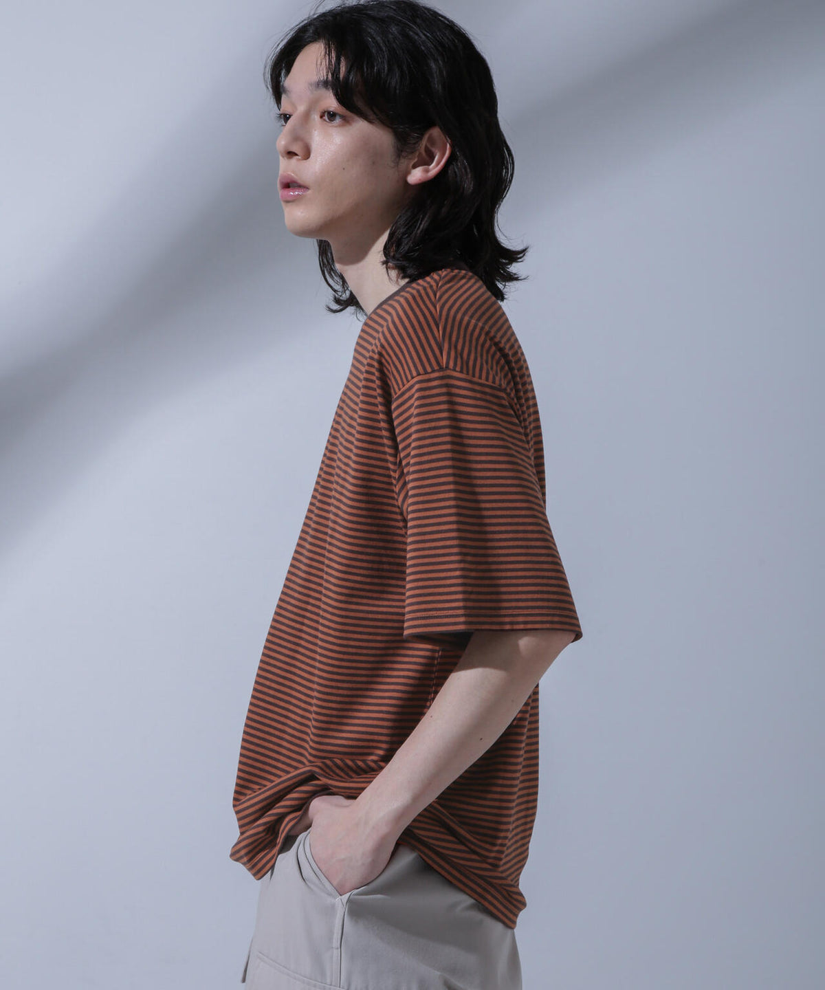 Anti Soaked(R)  汗染み防止 ボーダークルーネックTシャツ