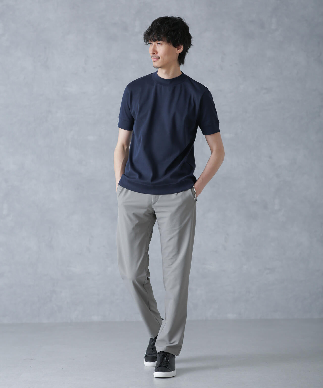 「FORMAL JERSEY」モックネックカットソー半袖