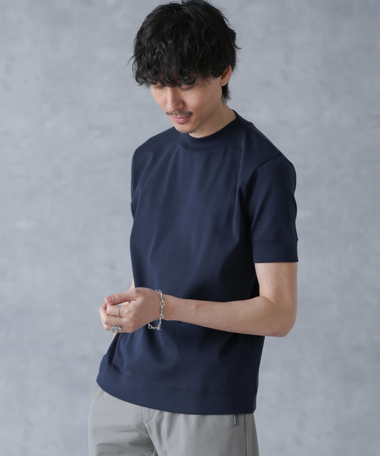 「FORMAL JERSEY」モックネックカットソー半袖