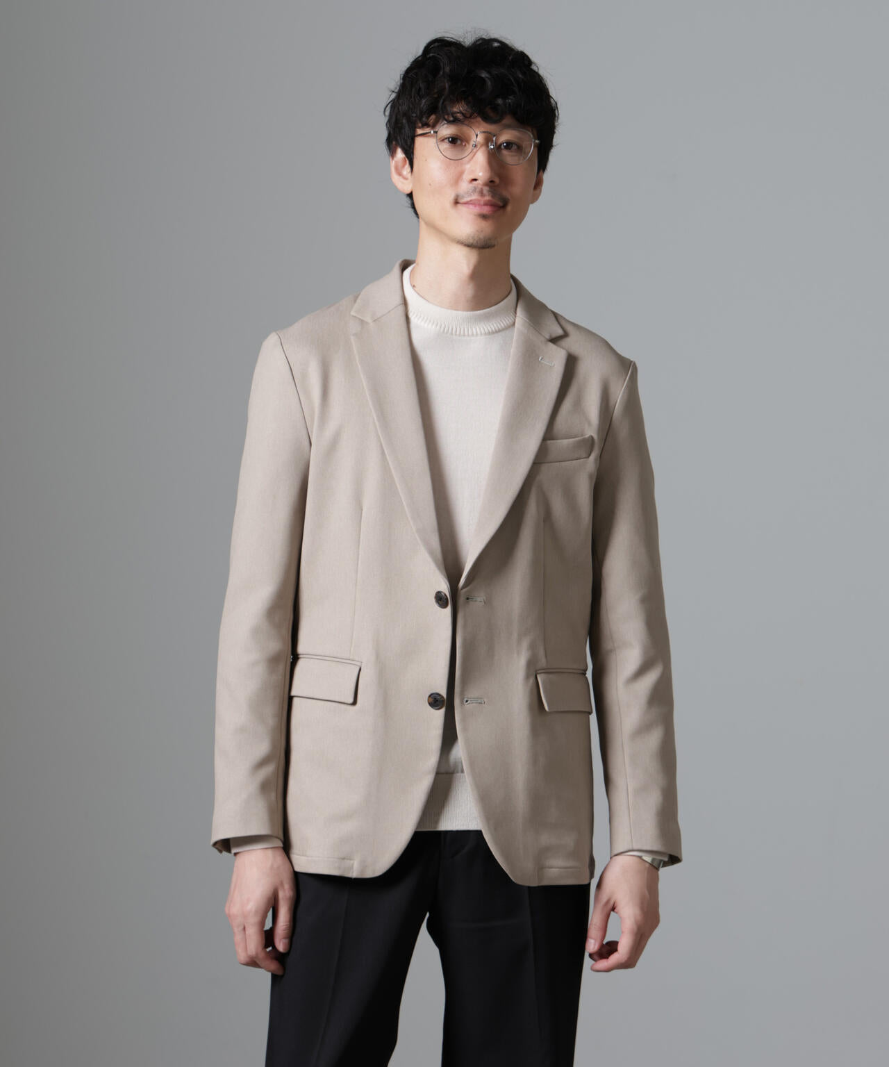 「N JACKET BASIC」CATINA(R)メランジ二重織ツイルストレッチジャケット(セットアップ可)