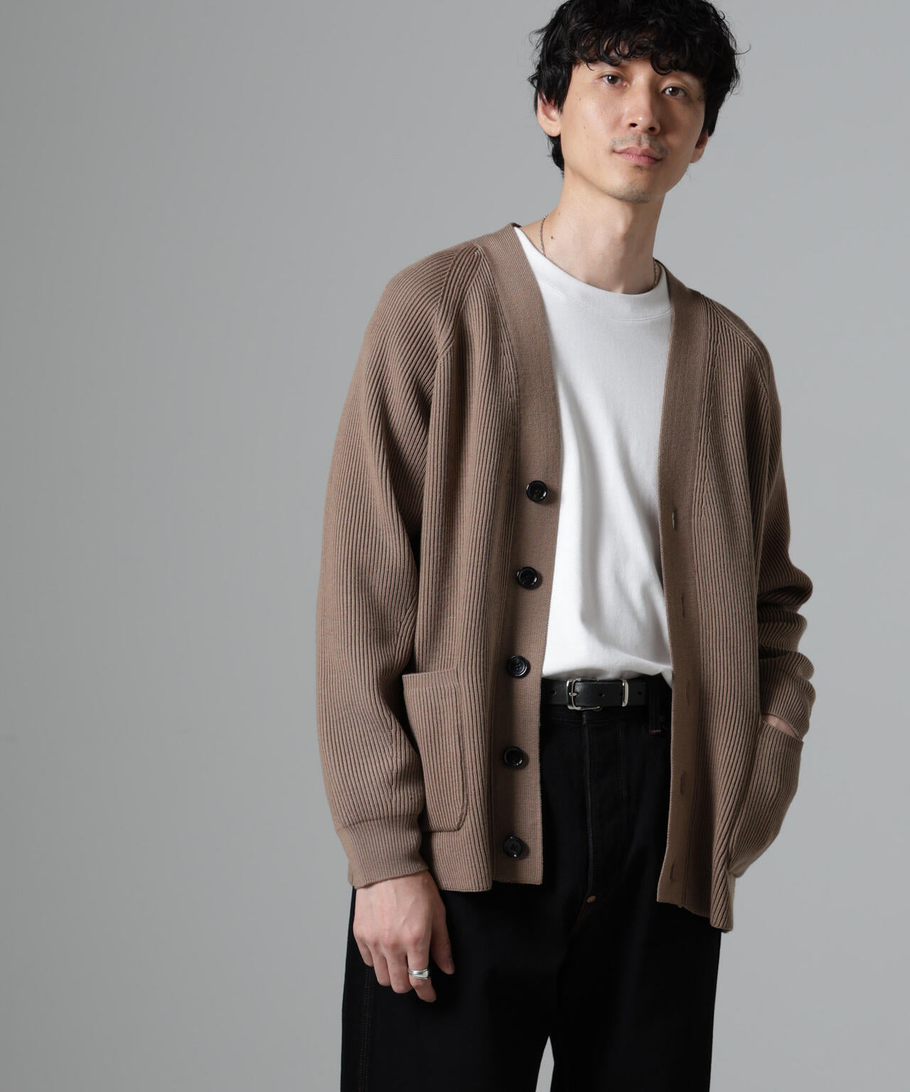 両畦スポンディッシュカーディガン