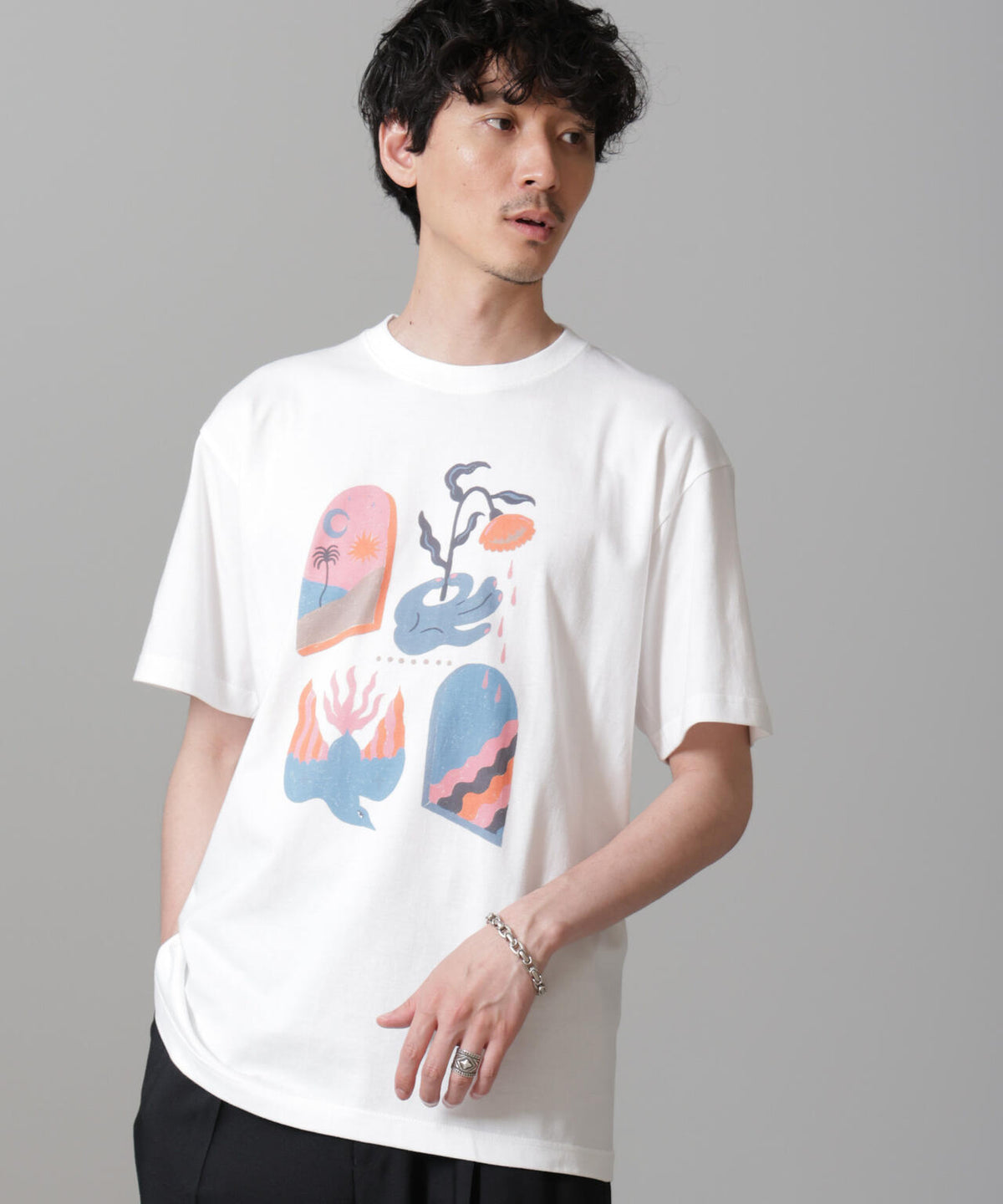 「Toyameg」modern academic FLOWER Tシャツ