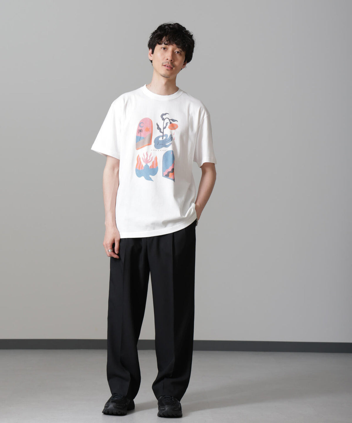 「Toyameg」modern academic FLOWER Tシャツ