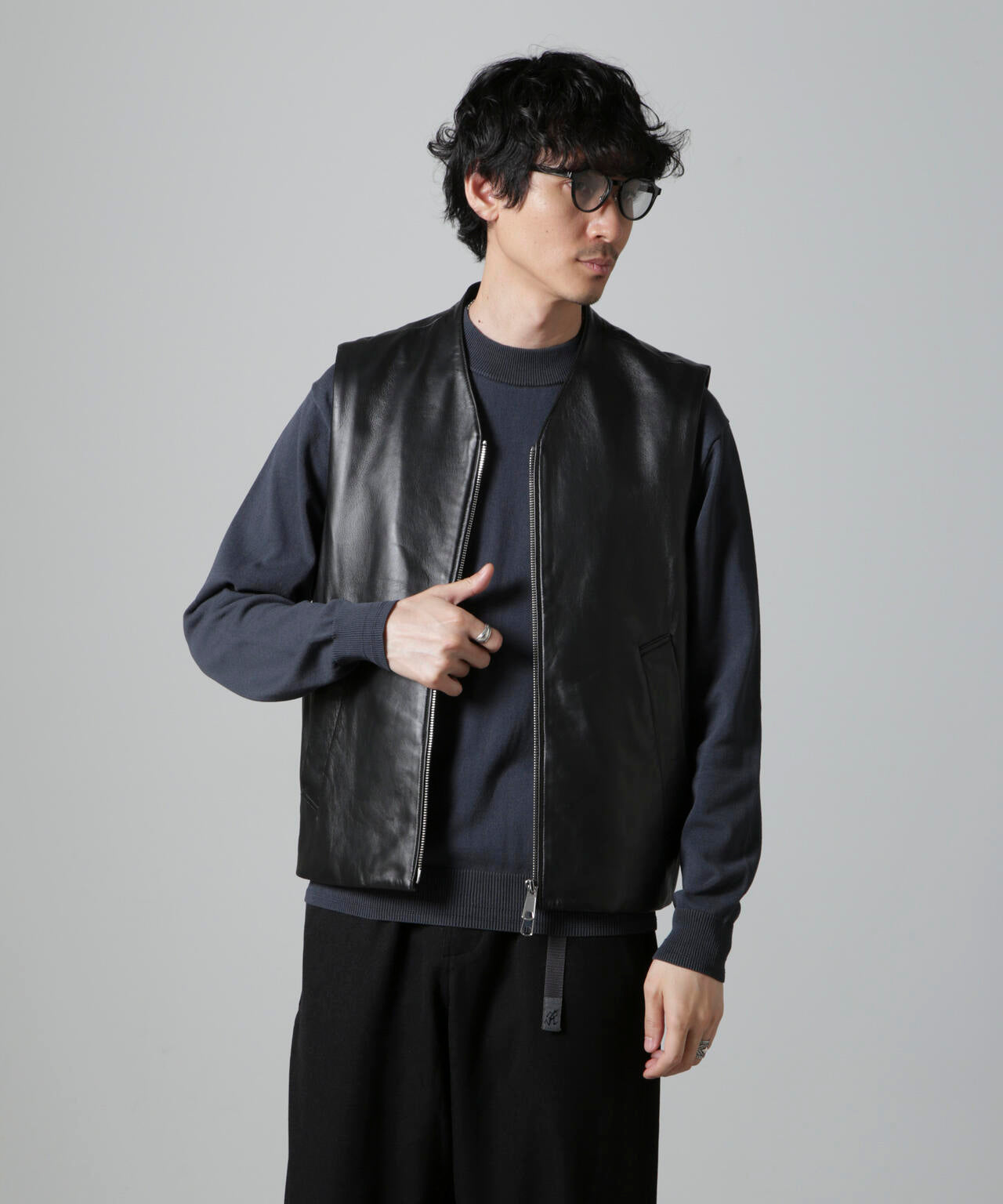 Lamb nappa ジップレザージレ