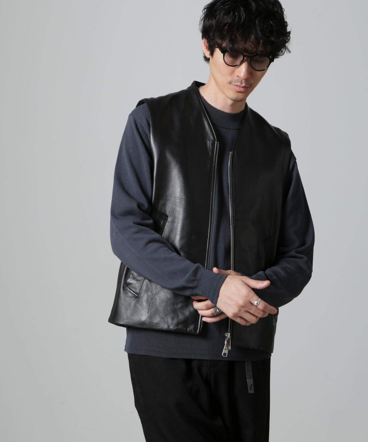 Lamb nappa ジップレザージレ