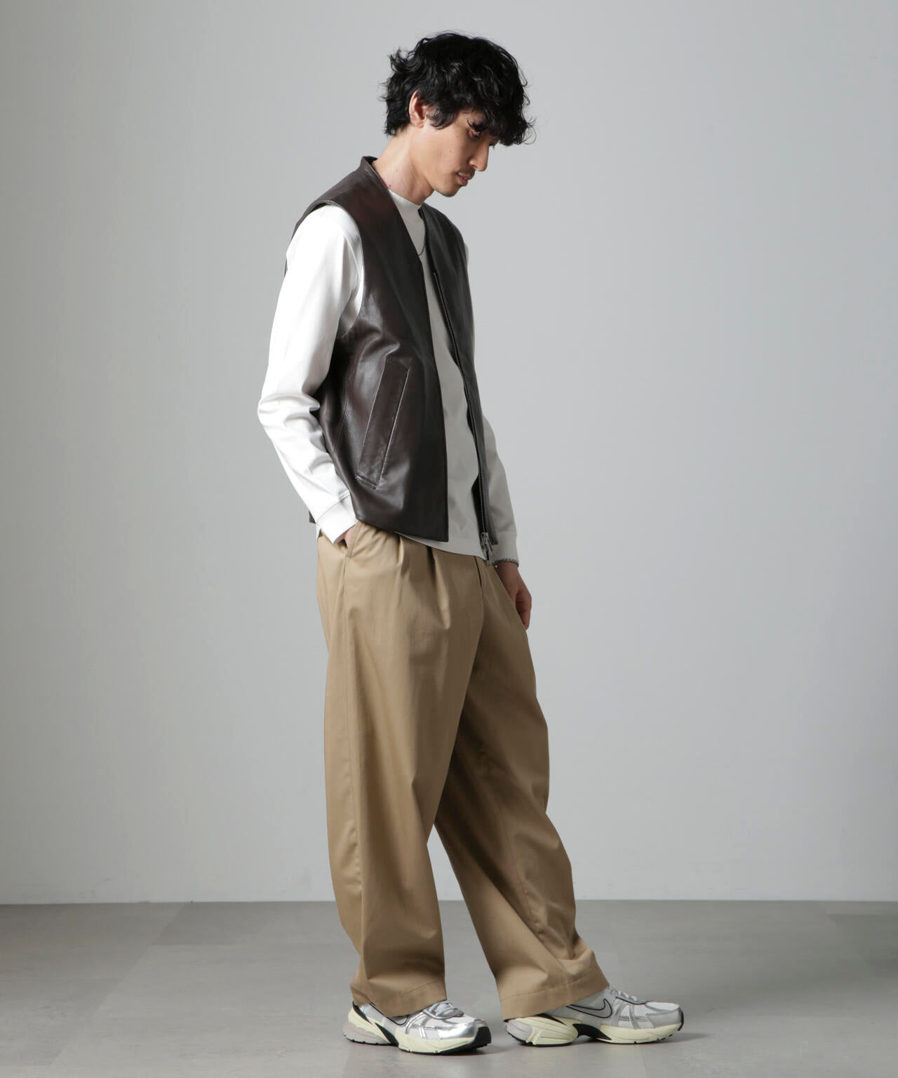 Lamb nappa ジップレザージレ