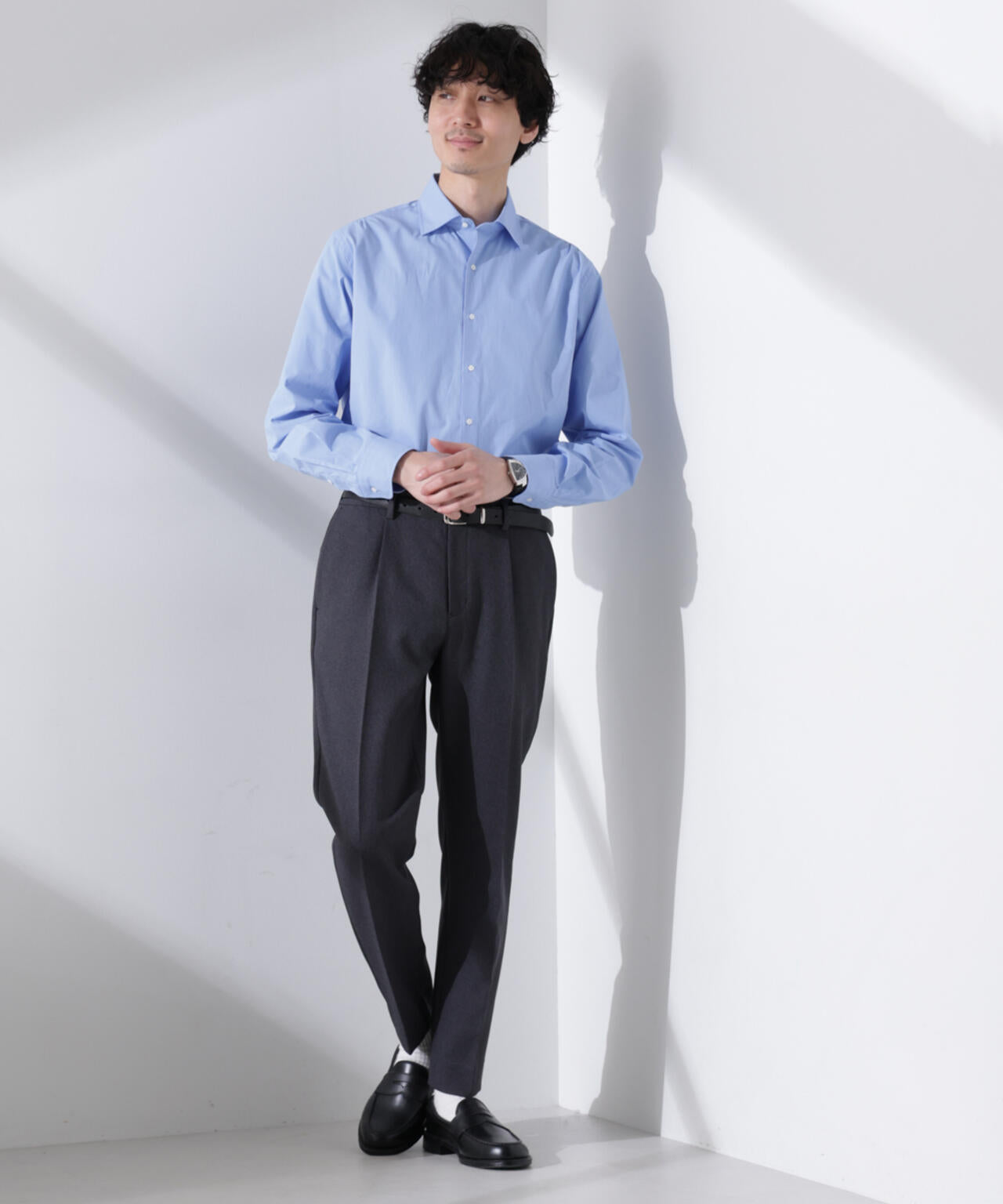 ｢N shirt｣Anti Soaked(R) 汗染み防止セミワイドカラーシャツ長袖