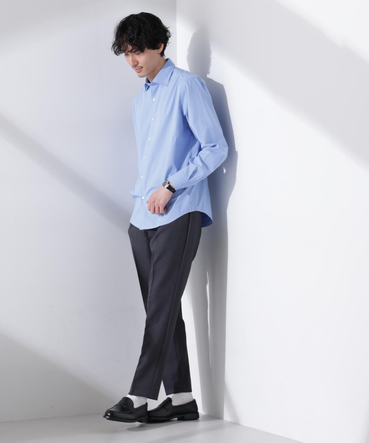 ｢N shirt｣Anti Soaked(R) 汗染み防止セミワイドカラーシャツ長袖