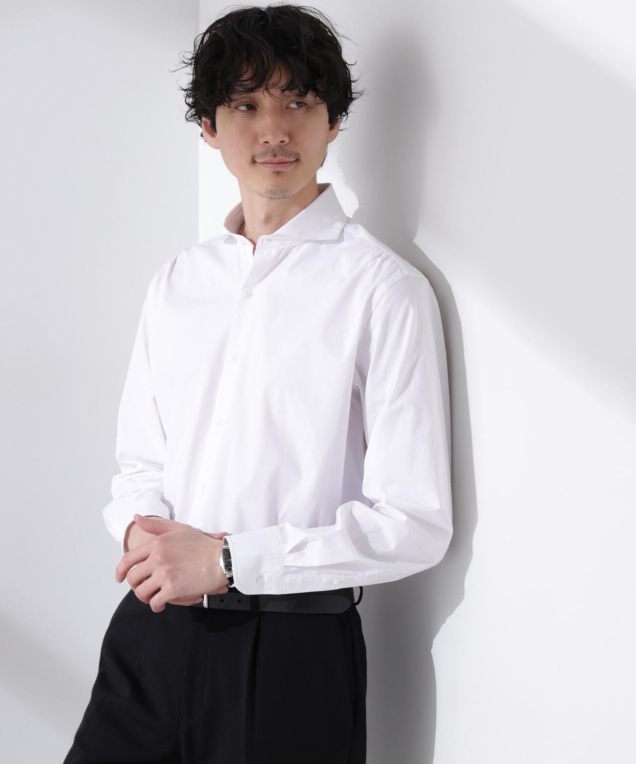 ｢N shirt｣Anti Soaked(R) 汗染み防止ホリゾンタルカラーシャツ長袖