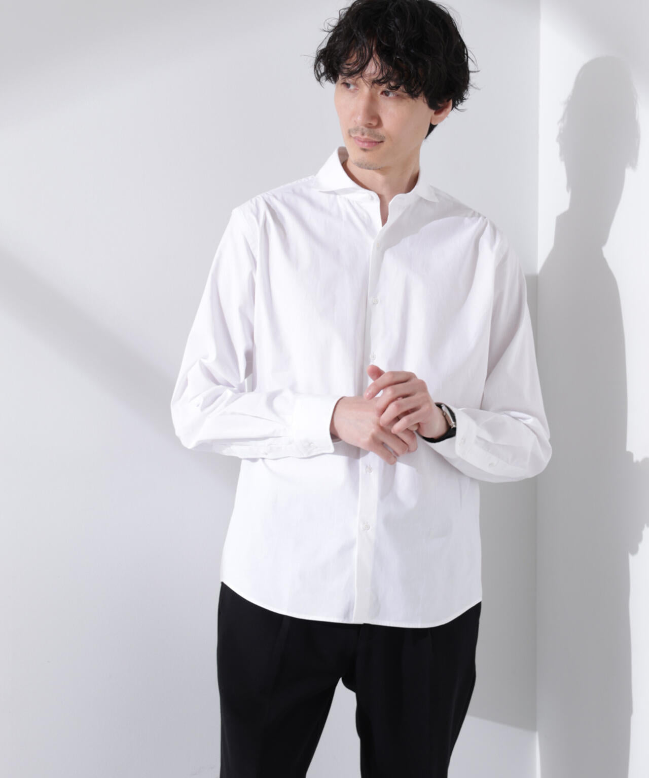 ｢N shirt｣Anti Soaked(R) 汗染み防止ホリゾンタルカラーシャツ長袖