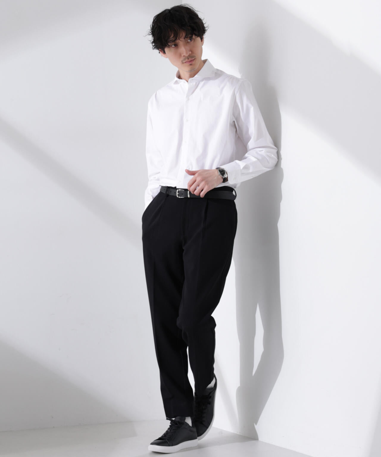 ｢N shirt｣Anti Soaked(R) 汗染み防止ホリゾンタルカラーシャツ長袖