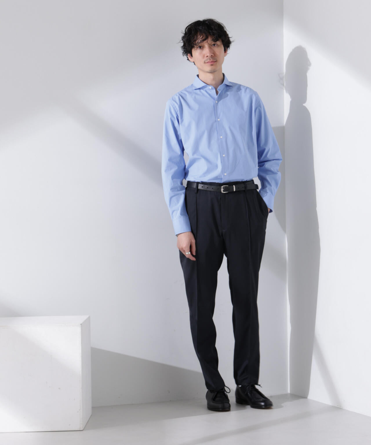 ｢N shirt｣Anti Soaked(R) 汗染み防止ホリゾンタルカラーシャツ長袖