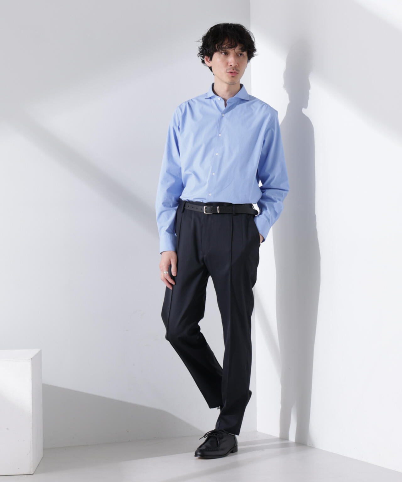 ｢N shirt｣Anti Soaked(R) 汗染み防止ホリゾンタルカラーシャツ長袖