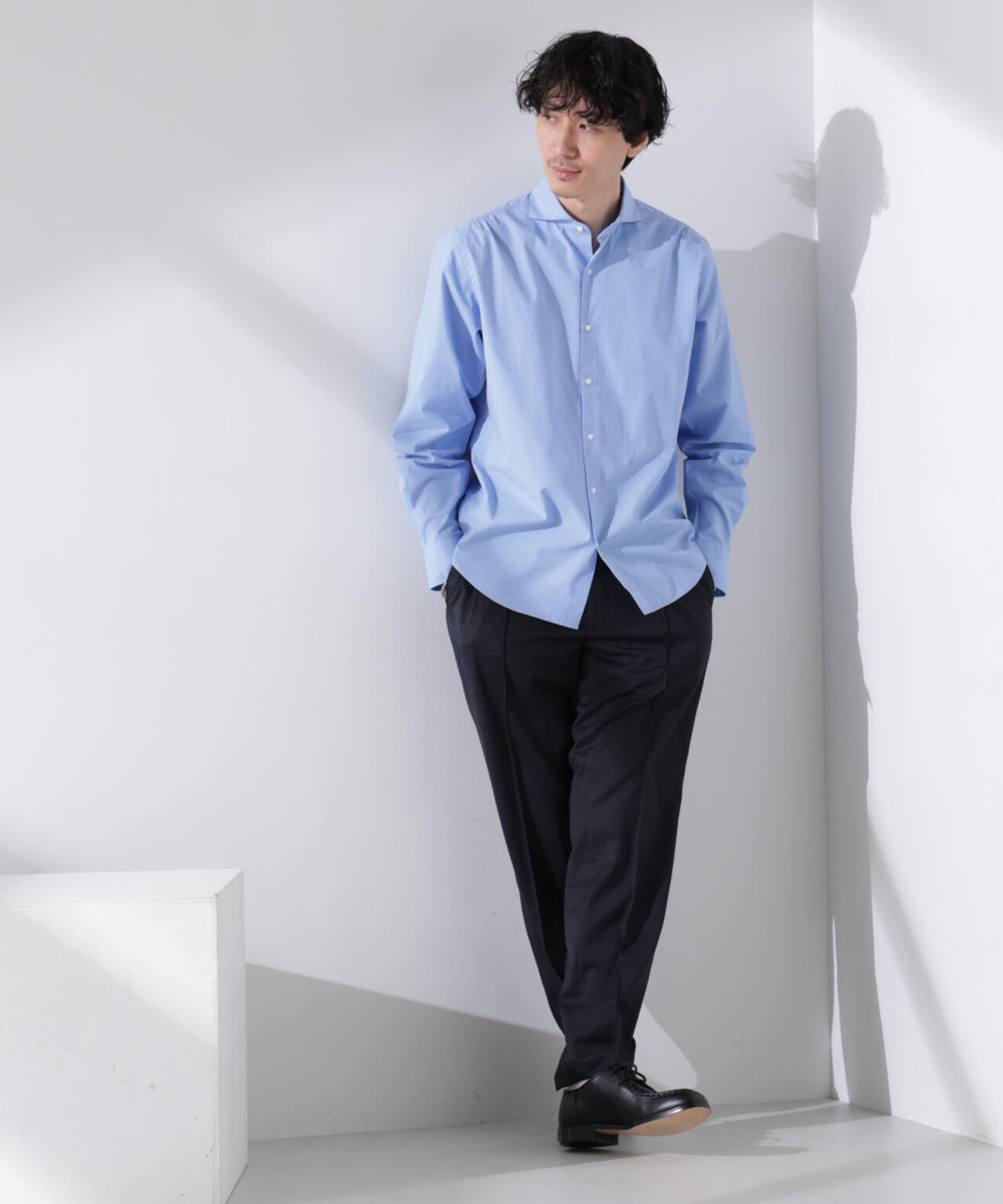 ｢N shirt｣Anti Soaked(R) 汗染み防止ホリゾンタルカラーシャツ長袖