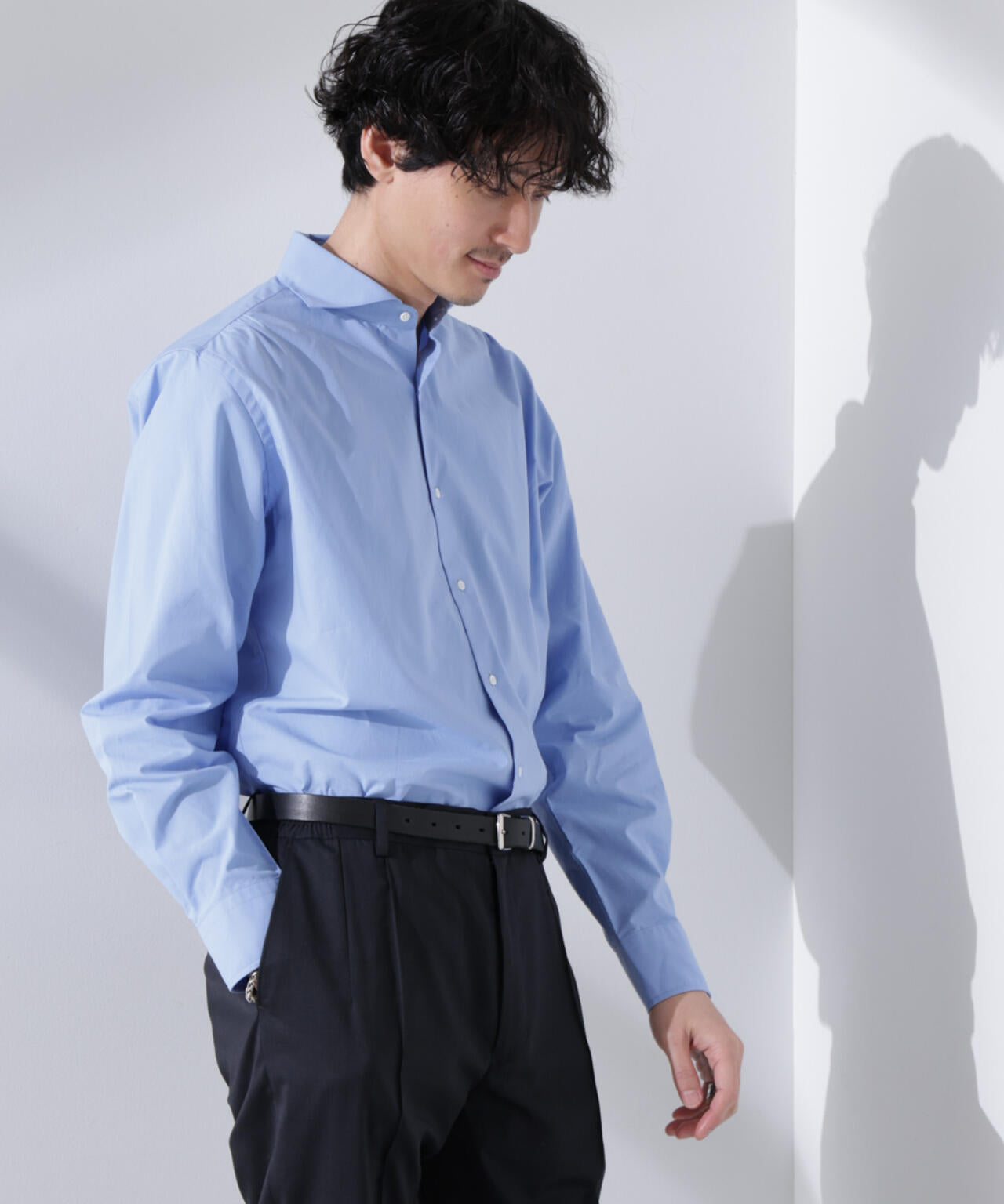 ｢N shirt｣Anti Soaked(R) 汗染み防止ホリゾンタルカラーシャツ長袖