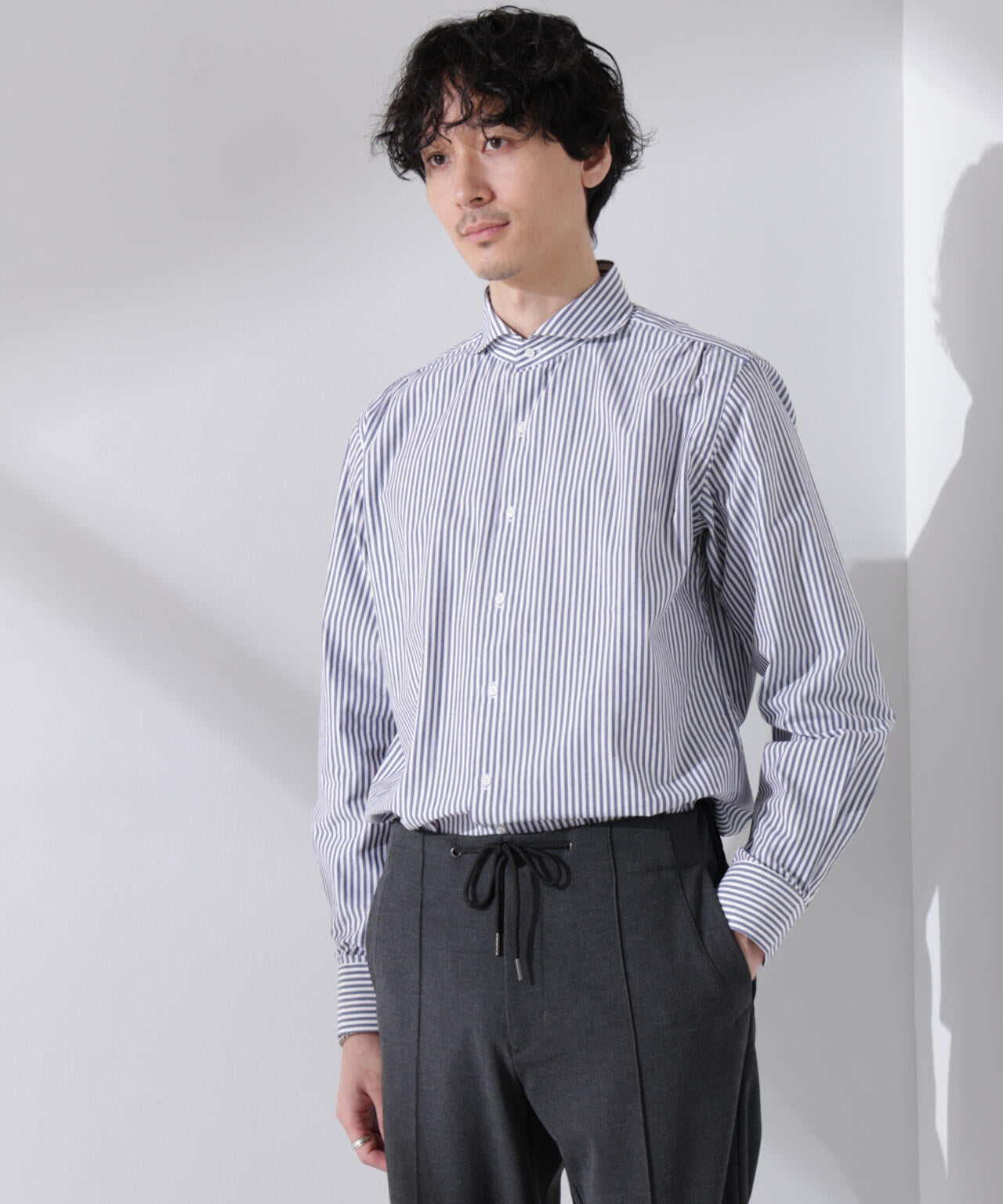｢N shirt｣Anti Soaked(R) 汗染み防止ホリゾンタルカラーシャツ長袖