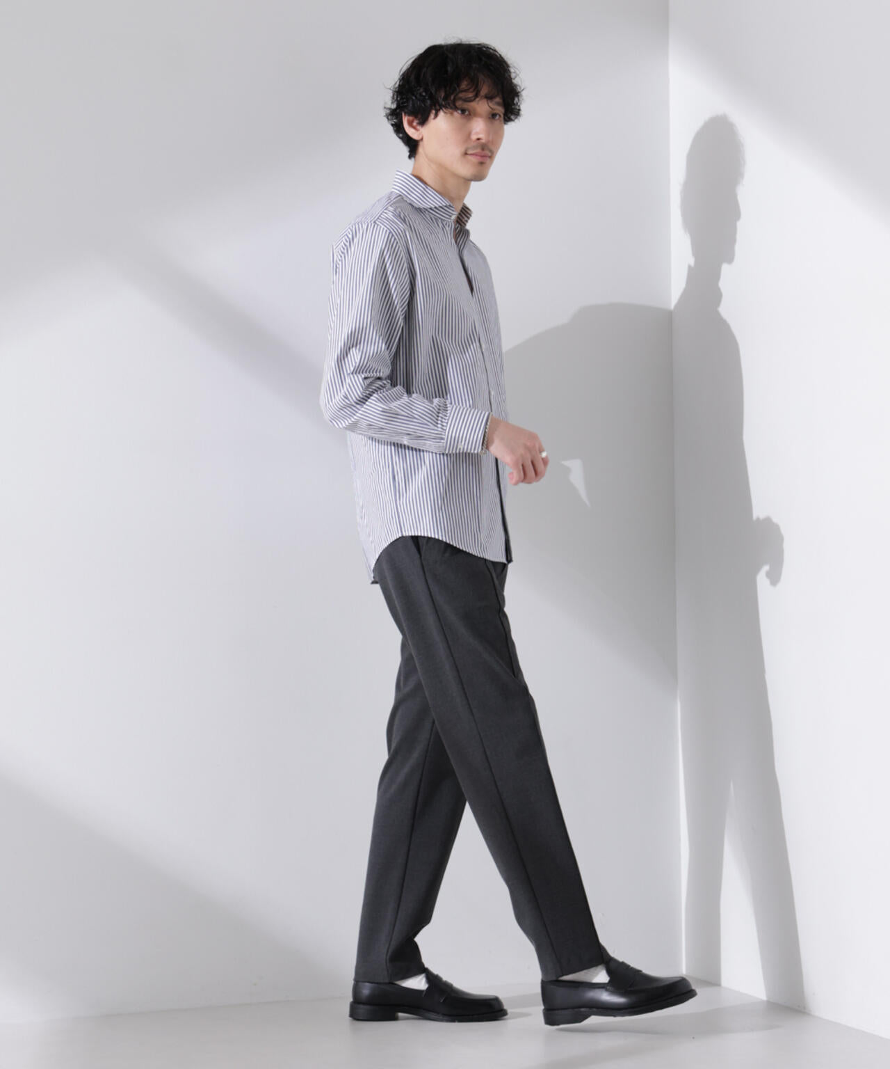 ｢N shirt｣Anti Soaked(R) 汗染み防止ホリゾンタルカラーシャツ長袖