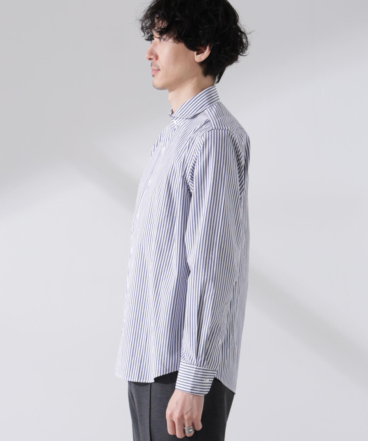 ｢N shirt｣Anti Soaked(R) 汗染み防止ホリゾンタルカラーシャツ長袖