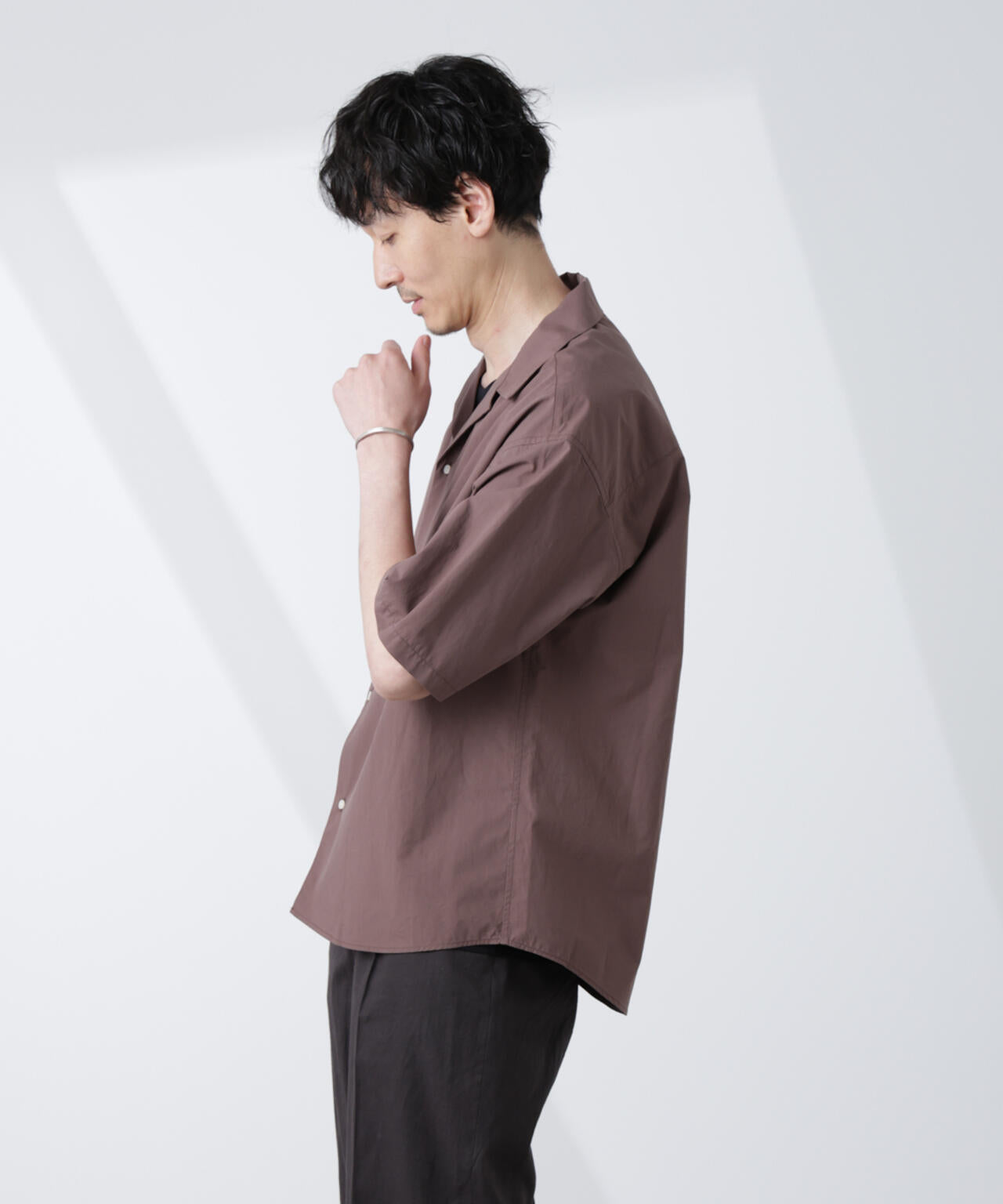 「大人のワイドシャツ」オープンカラー 半袖