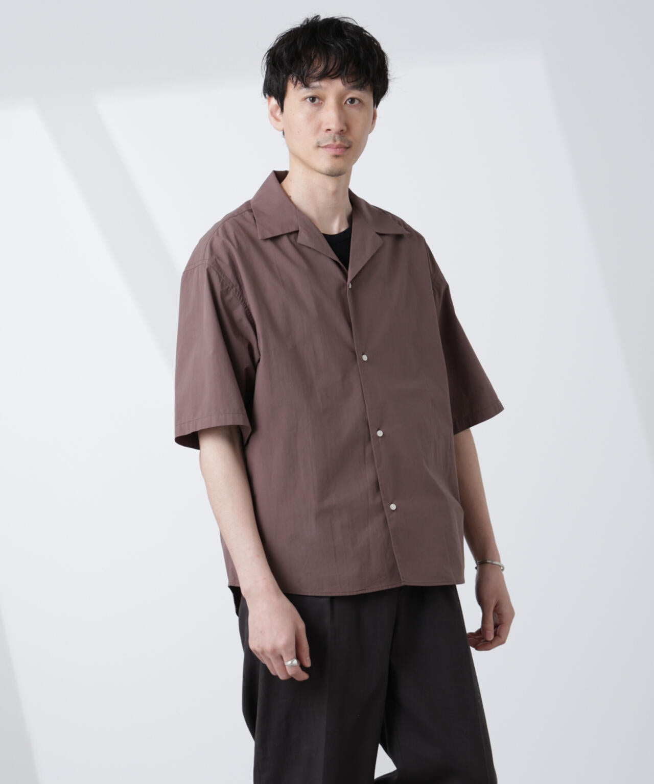 「大人のワイドシャツ」オープンカラー 半袖